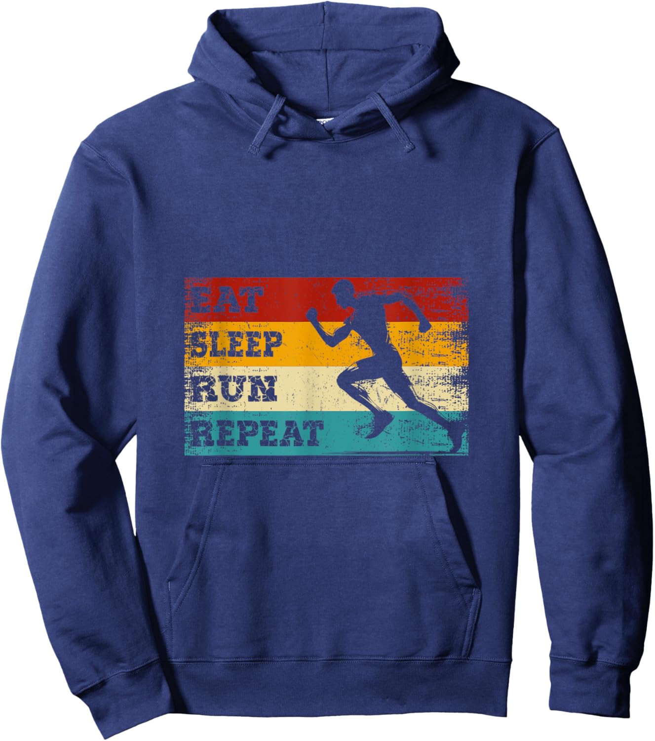 Eat Sleep Run Repeat Shirt Marathon Runner Vintage Retro Hoodie - Hoodie | Navy