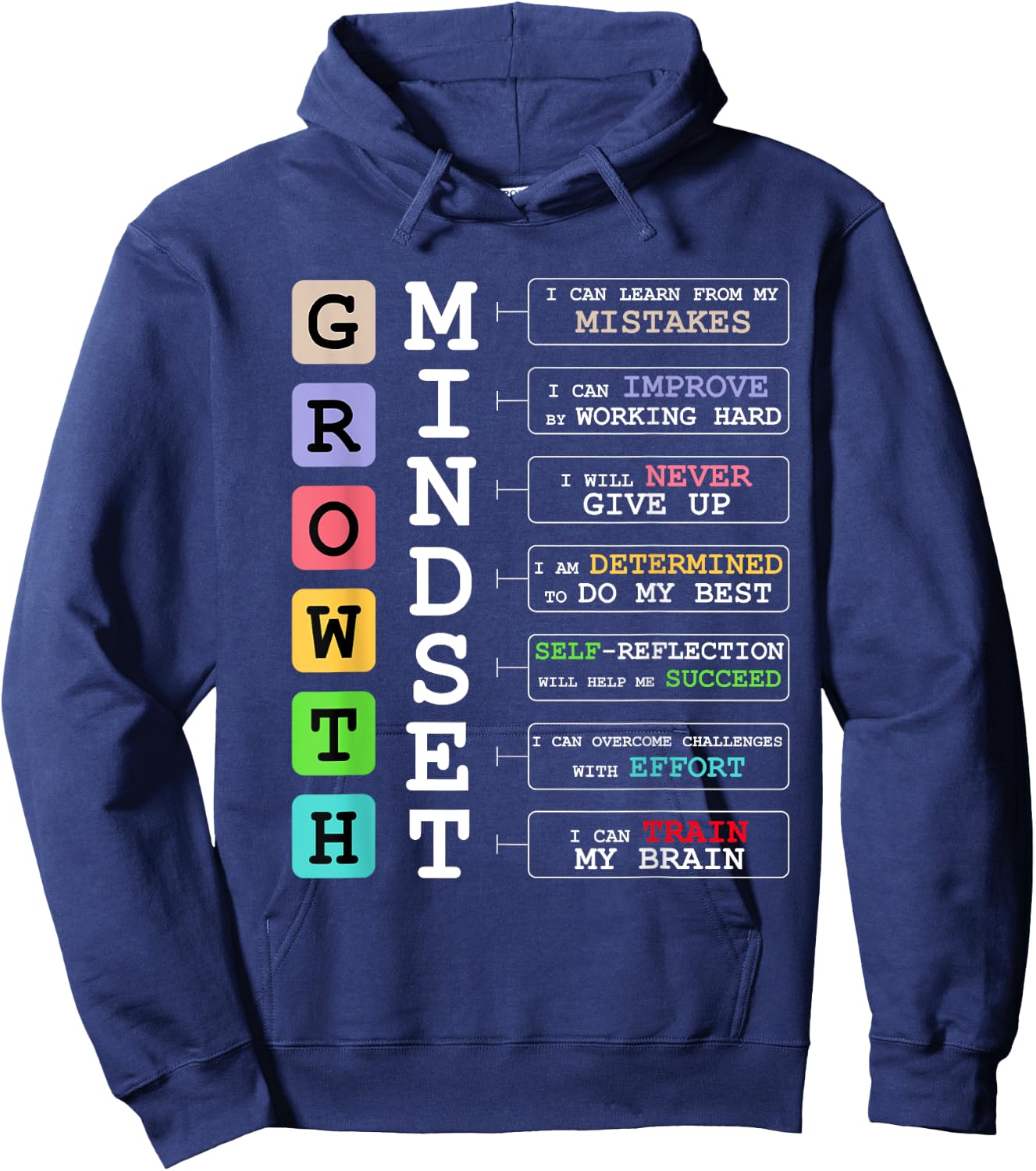 Growth Mindset shirt Positive School Classroom Teacher Gift Hoodie - Hoodie | Navy
