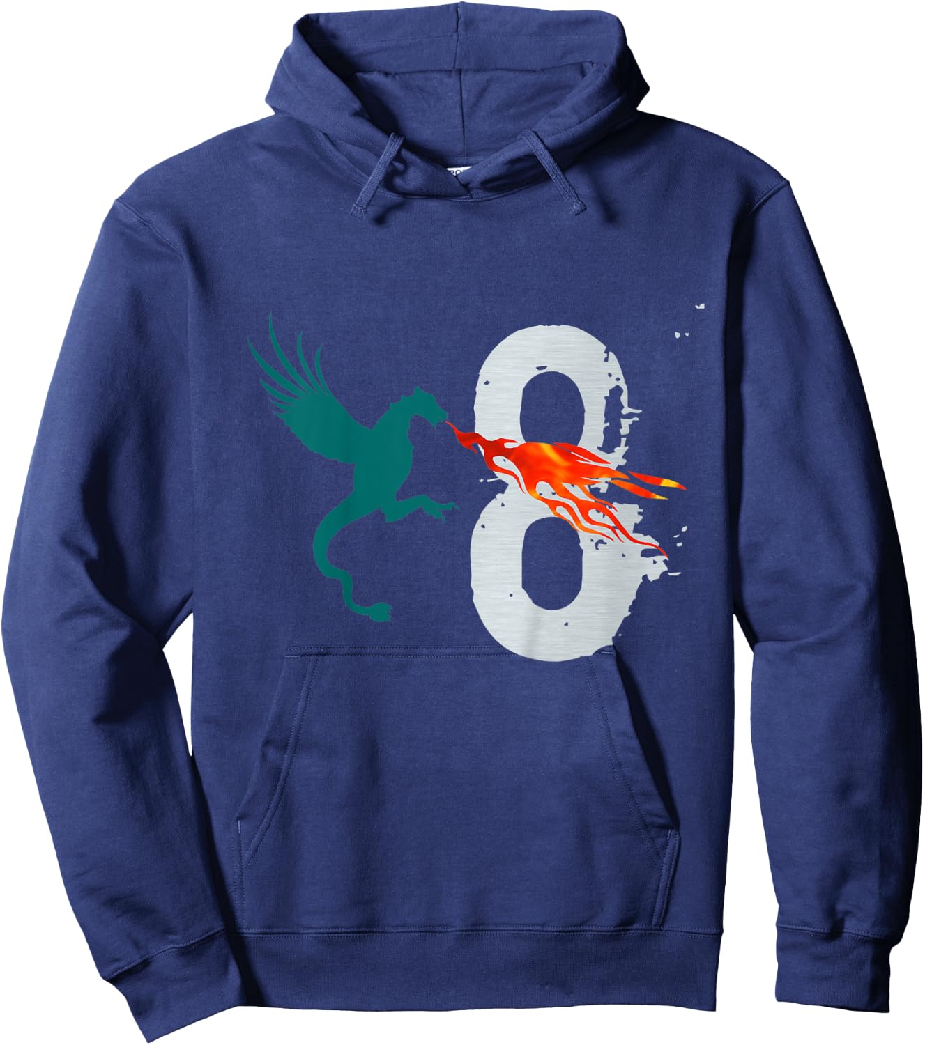 Kids Boys Girls 8 Year Old Birthday Dragon Shirt 8th Birthday Hoodie - Hoodie | Navy