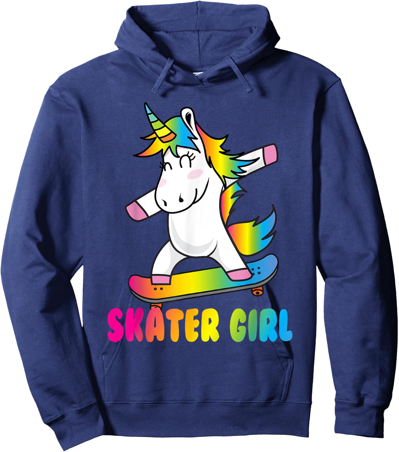 Skater Girl Funny Cute Unicorn Skating Cool Skateboard Hoodie - Hoodie | Navy