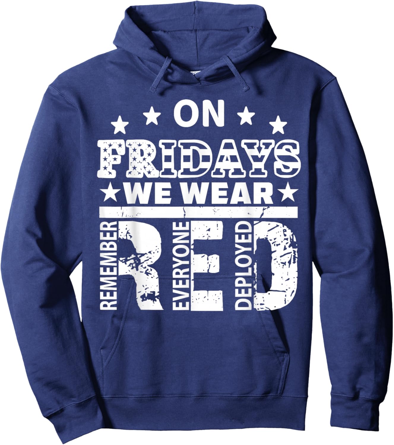 On Friday We Wear Red Military Supportive American Flag Men Hoodie - Hoodie | Navy