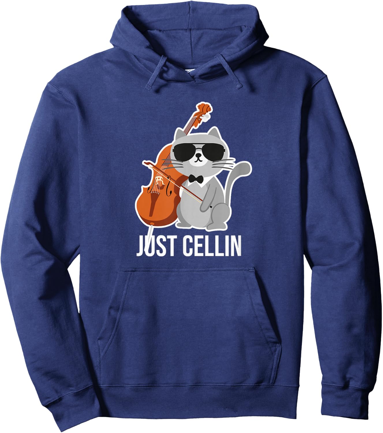 Just Cellin Cat Cello Design for Cellists Men Women Girls Kids Hoodie - Hoodie | Navy