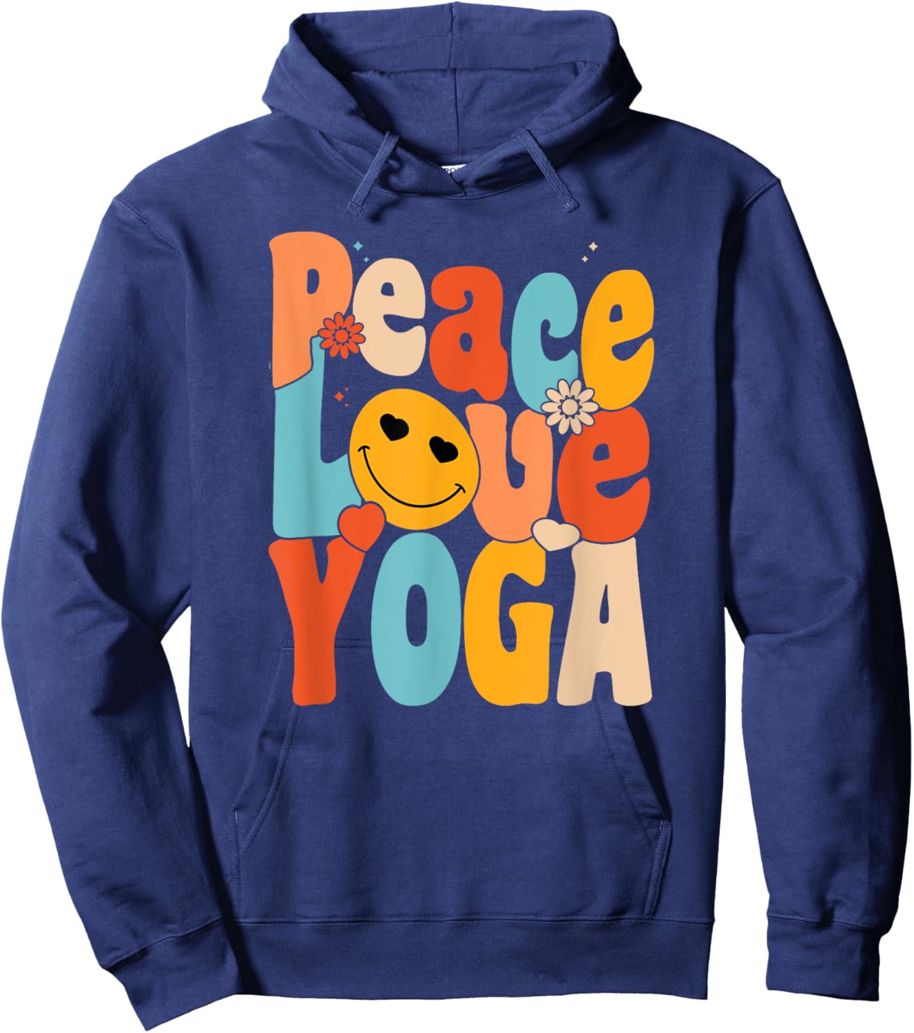 Peace Love Yoga | Retro Yoga Moms | Yoga Grandma Hoodie - Hoodie | Navy