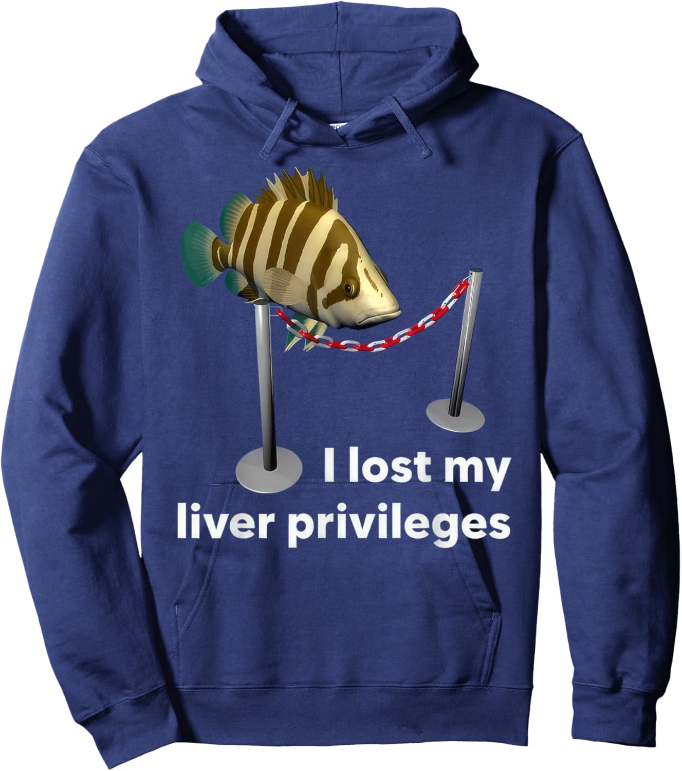 Cawffee I Lost My Liver Privileges Cursed Fish Funny Fish Meme , Small, Black Hoodie - Hoodie | Navy