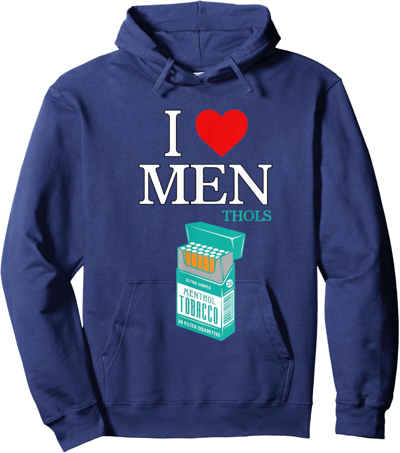 I Heart Love Menthols Smoking Cigarettes Nicotine Soothing Hoodie - Hoodie | Navy