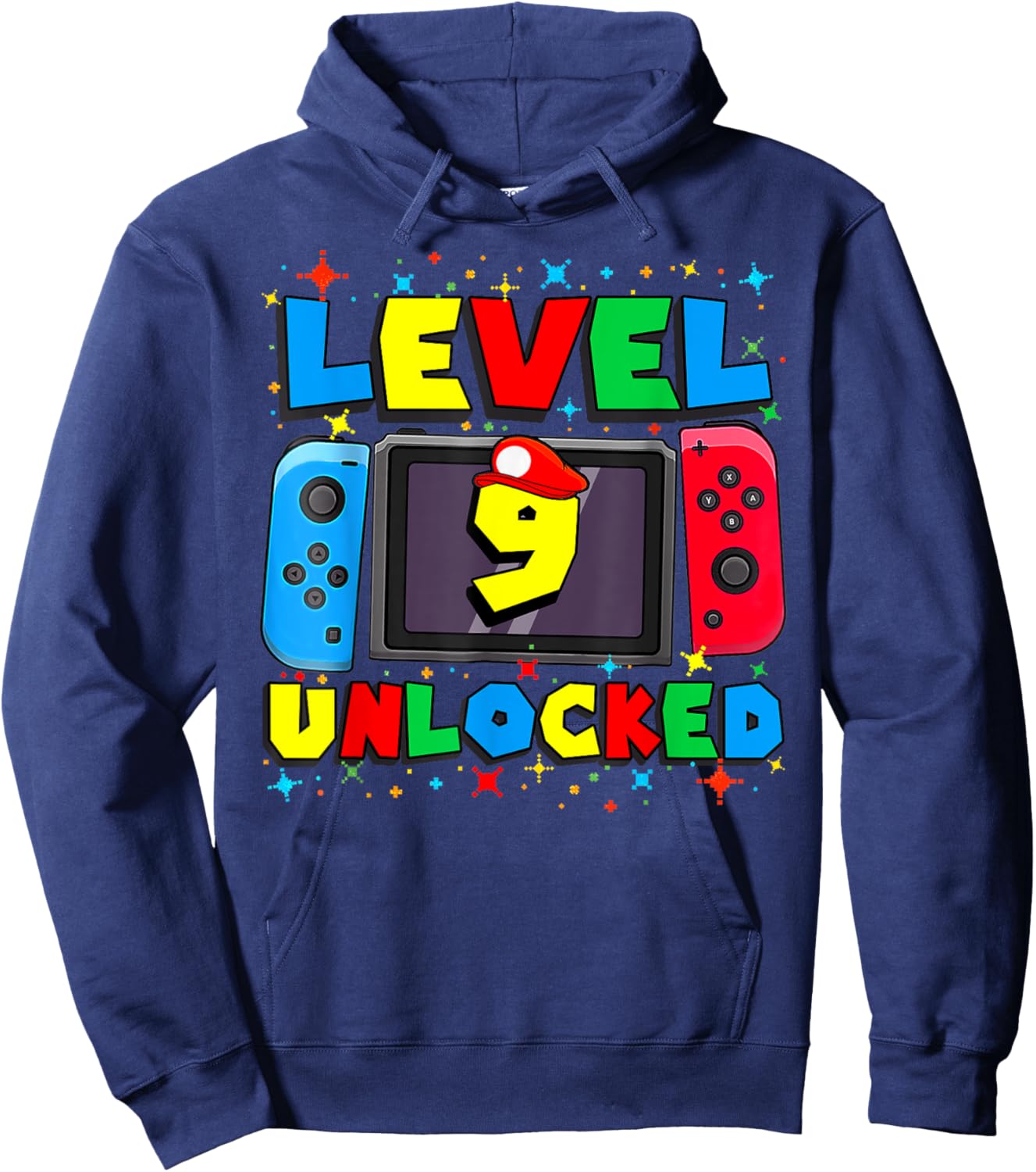 Level 9 Unlocked Gamer 9th Birthday Gift Video Game Boys Hoodie - Hoodie | Navy