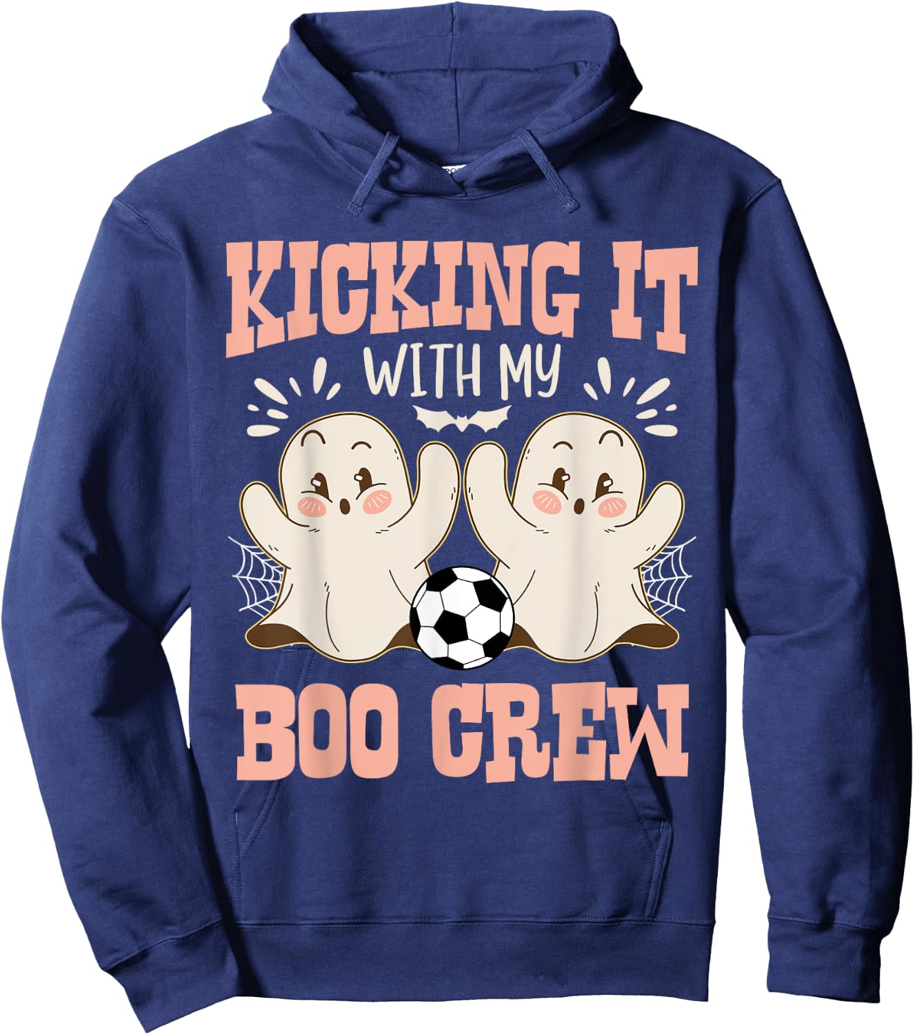Spooky Halloween Soccer Kicking It With My Boo Crew Hoodie - Hoodie | Navy