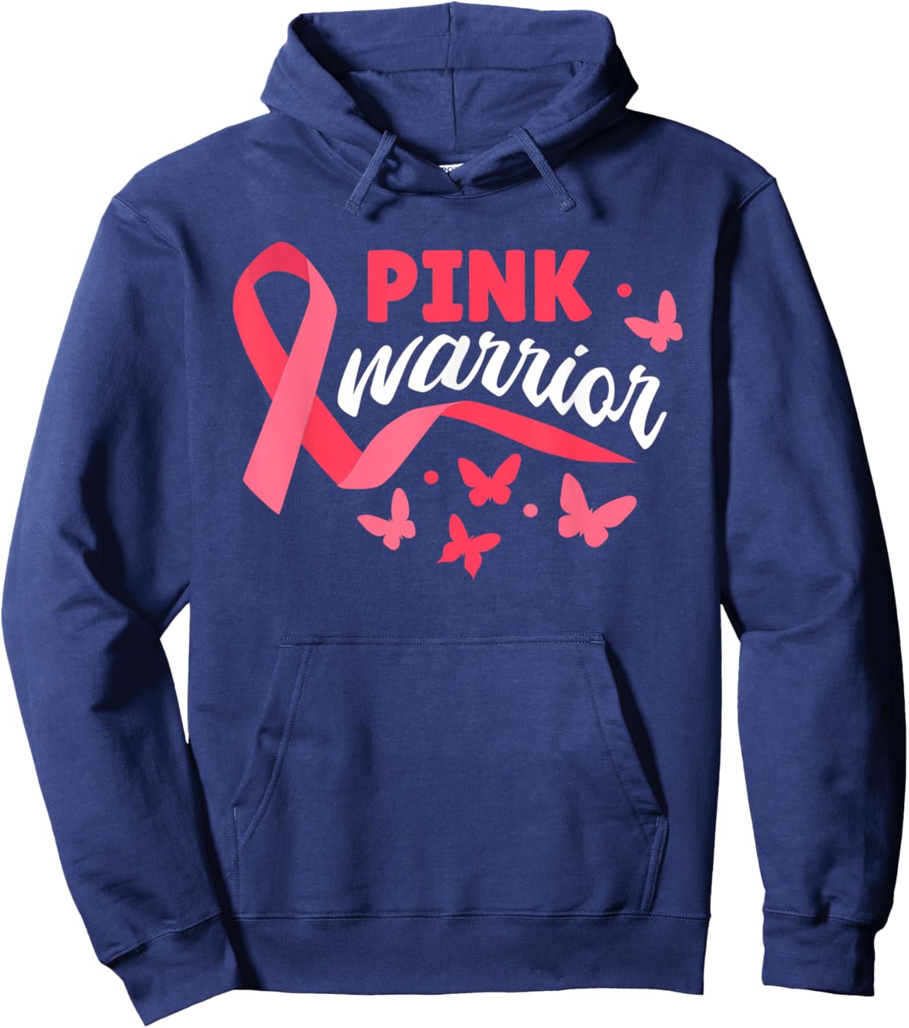 Women Breast Cancer Pink Warrior Shirts, Pink Ribbon Fighter Hoodie - Hoodie | Navy