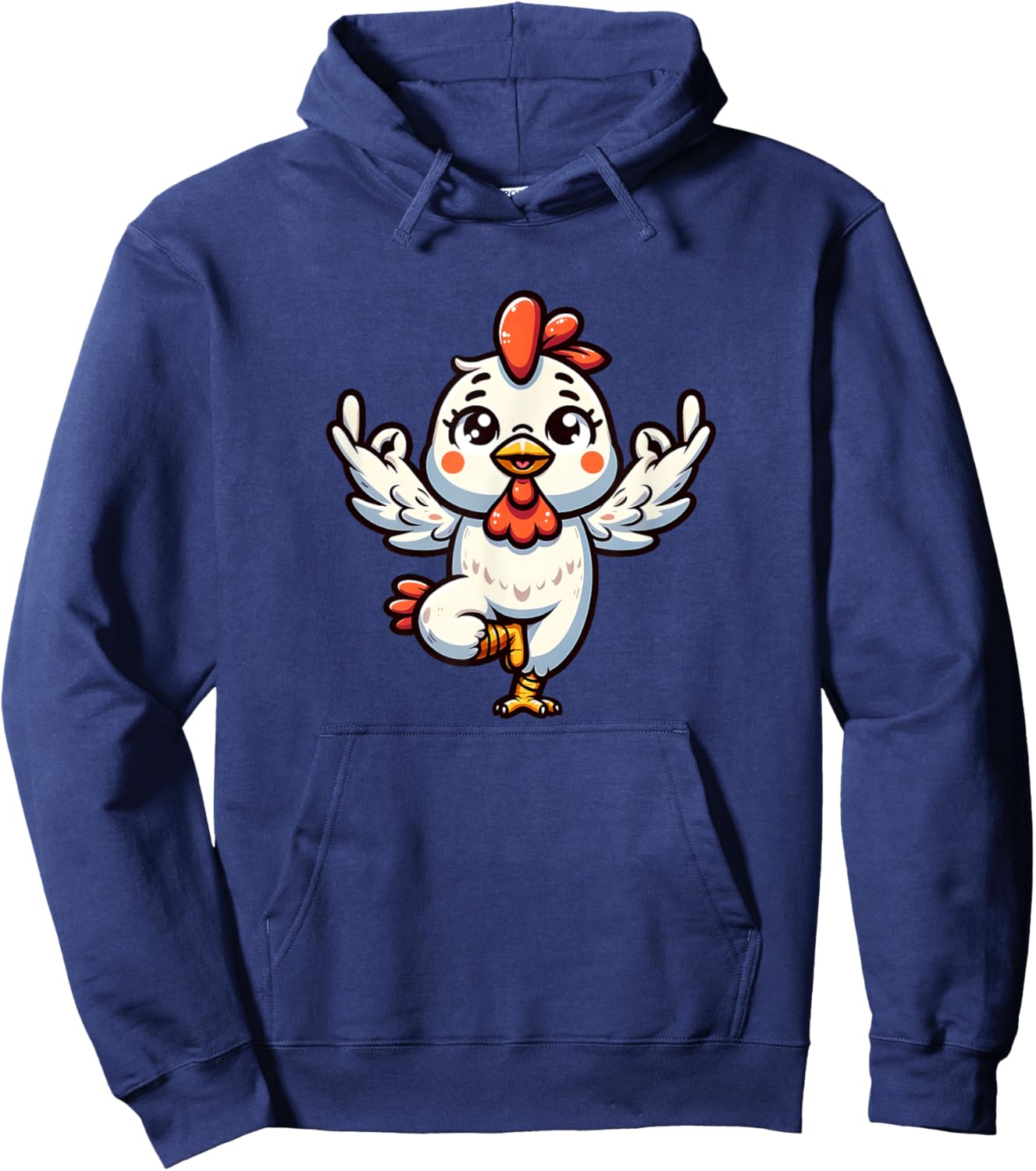 Cute Yoga Chicken Gymnastics fitness workout meditation Hoodie - Hoodie | Navy