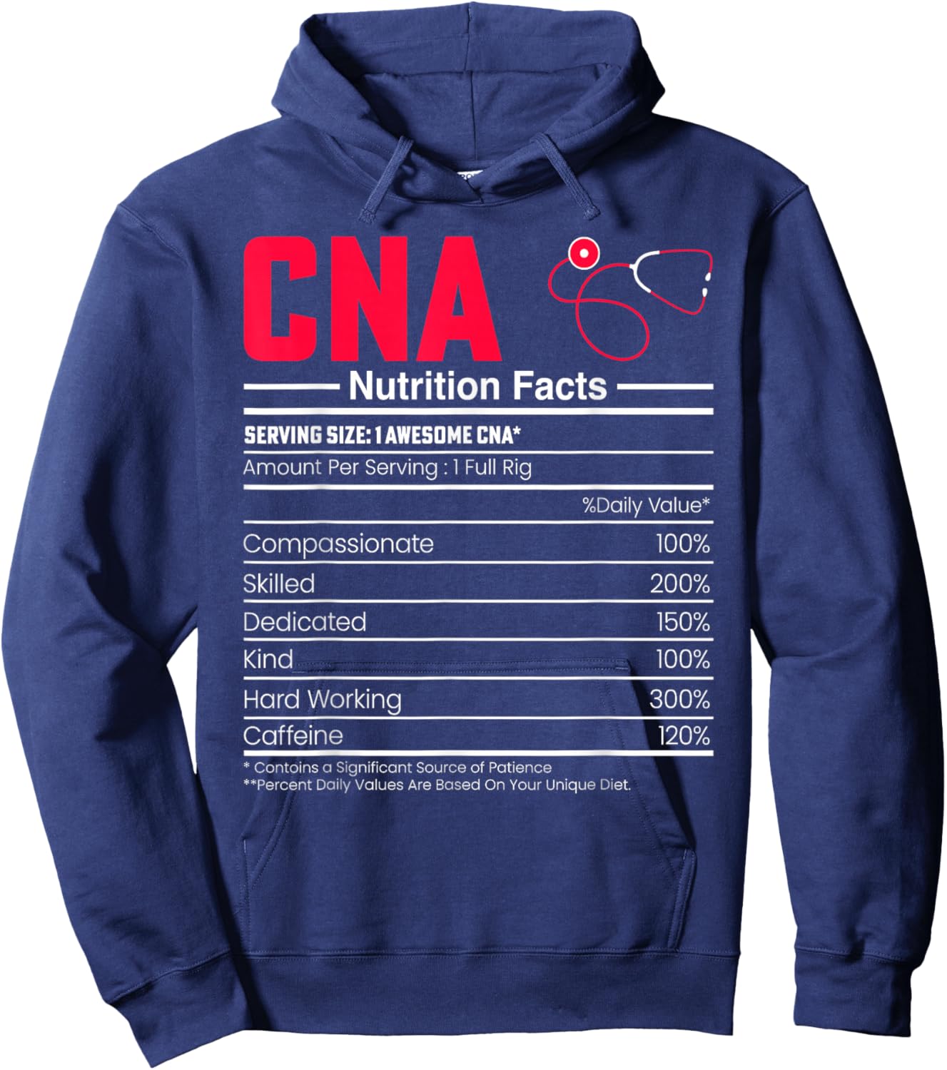 CNA Nutrition Facts - Funny Certified Nurse Assistant CNA Hoodie - Hoodie | Navy