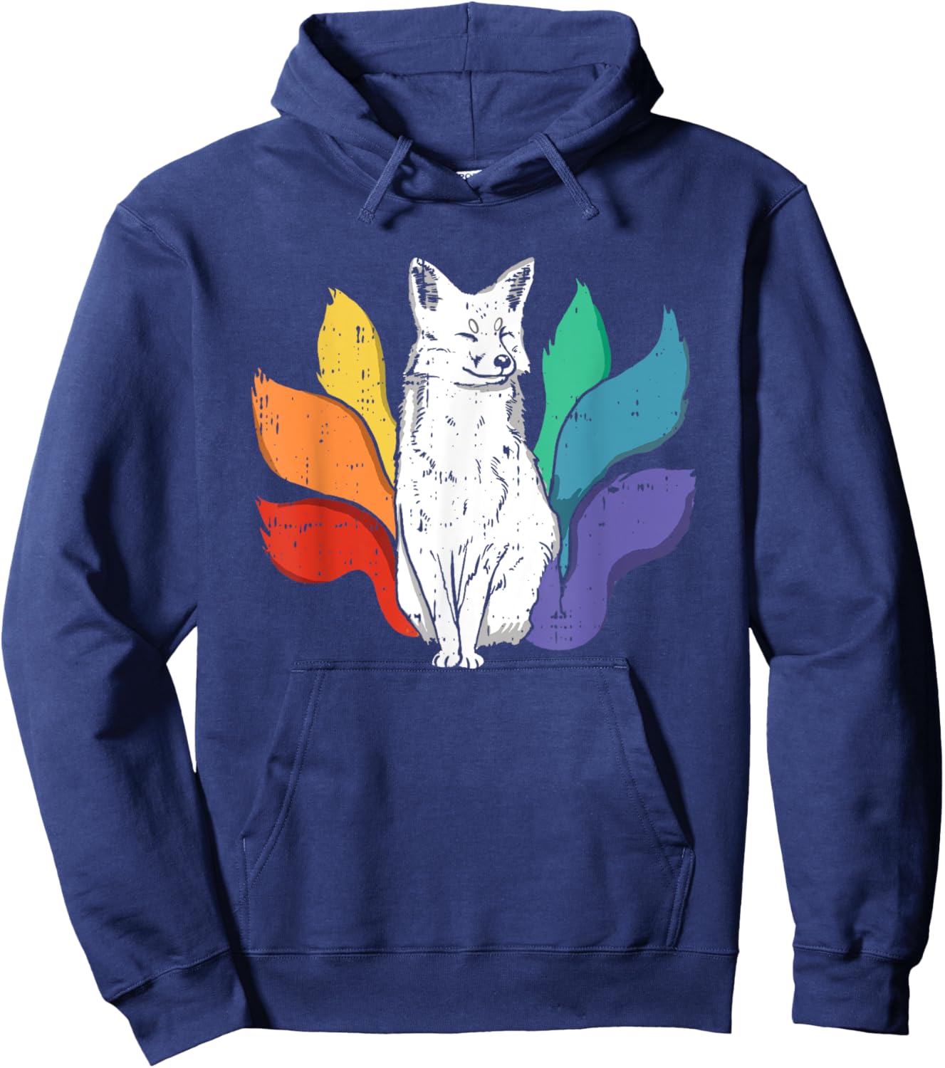 Gay Pride Fox LGBT-Q Rainbow Flag Ally Men Women Hoodie - Hoodie | Navy