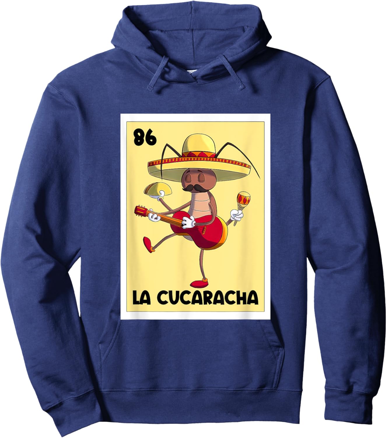 La Cucaracha Mexican Bingo Card Cockroach With Taco & Beer Hoodie - Hoodie | Navy