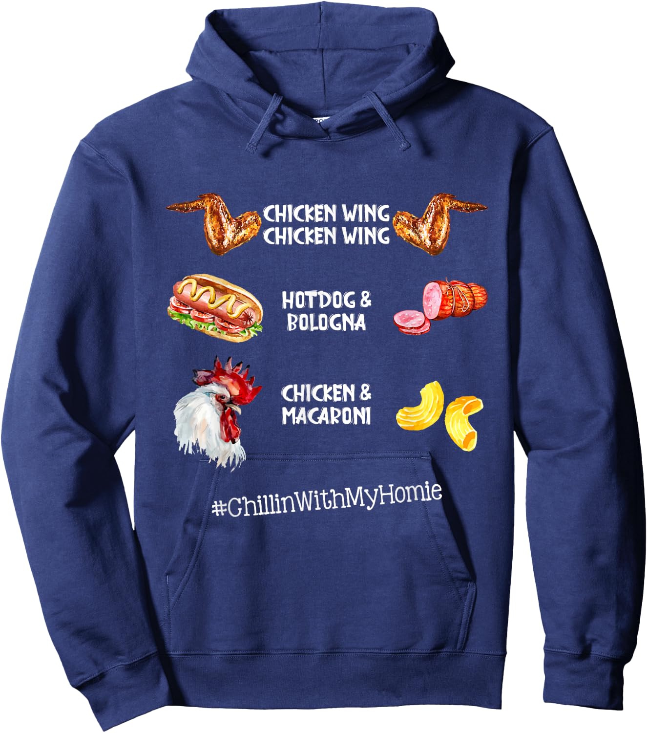 Chicken Wing Chicken Wing Hot Dog And Bologna Hoodie - Hoodie | Navy