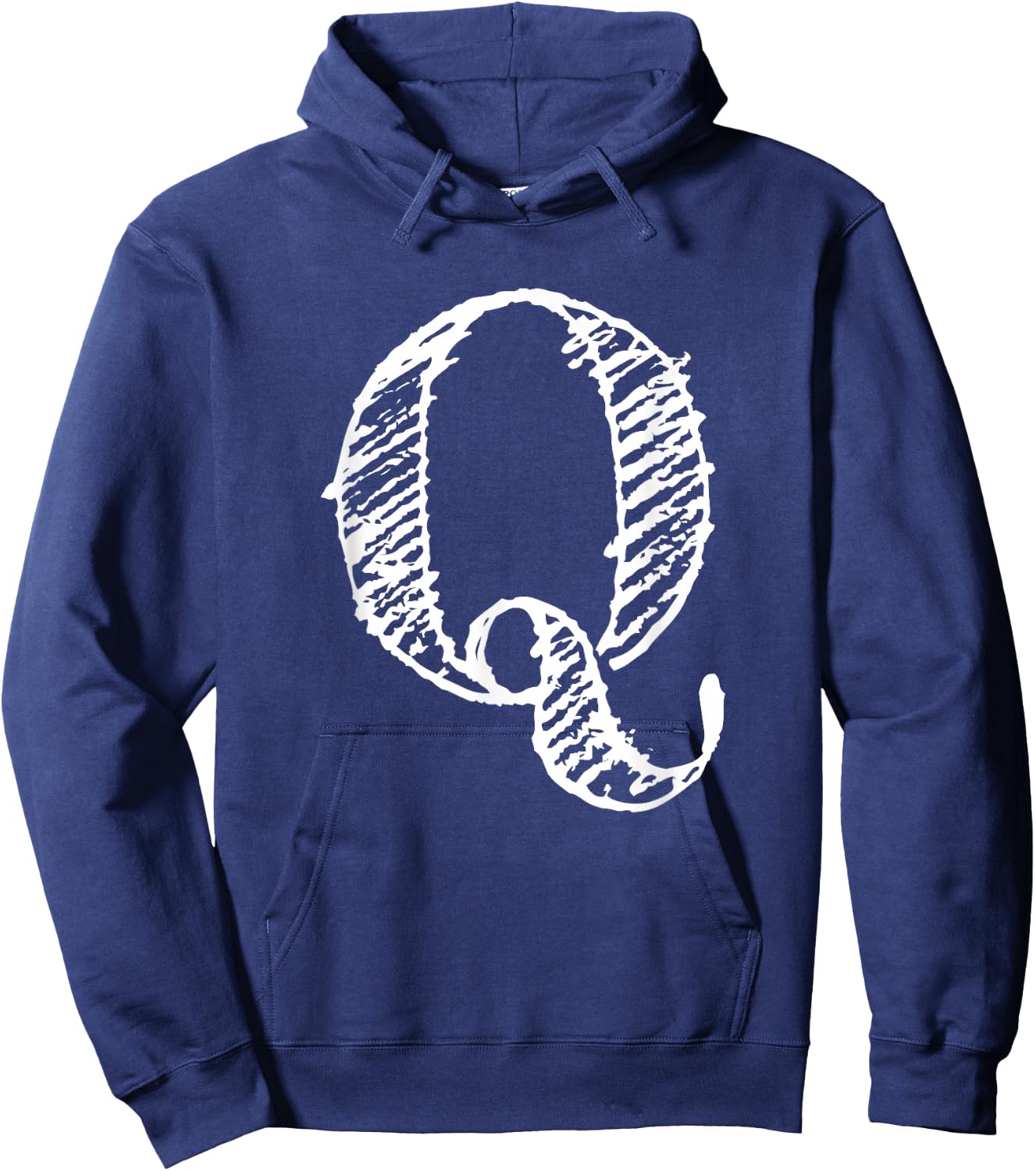 Bold Letter Q - Decorative Alphabet Big Font Capital Letter Hoodie - Hoodie | Navy