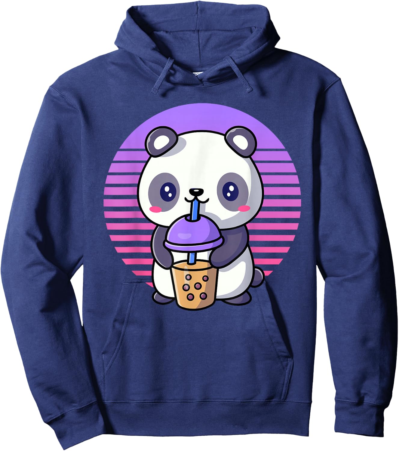 Retro Bubble Tea Shirt Kids Kawaii Panda Boba Gifts Women Hoodie - Hoodie | Navy