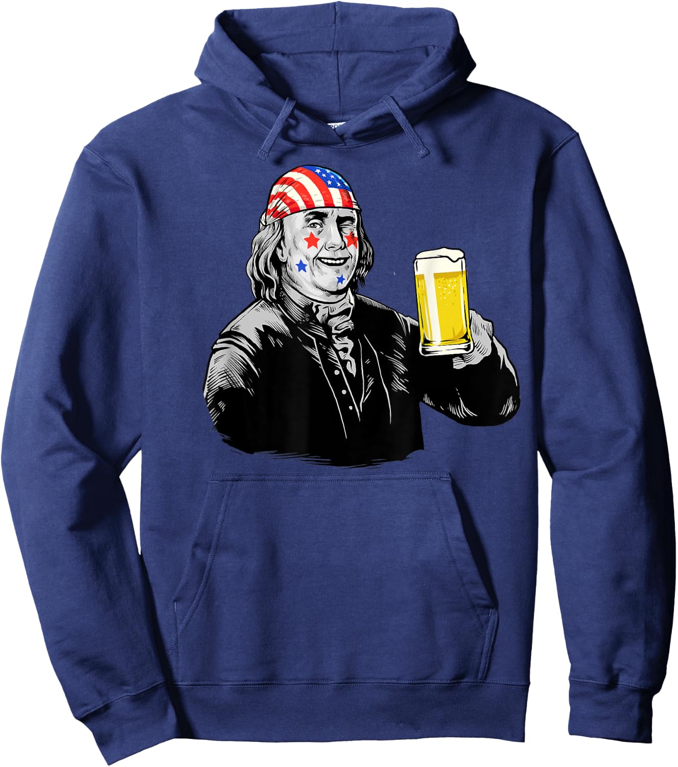 4th of July President Benjamin Franklin Funny Beer BZR Hoodie - Hoodie | Navy