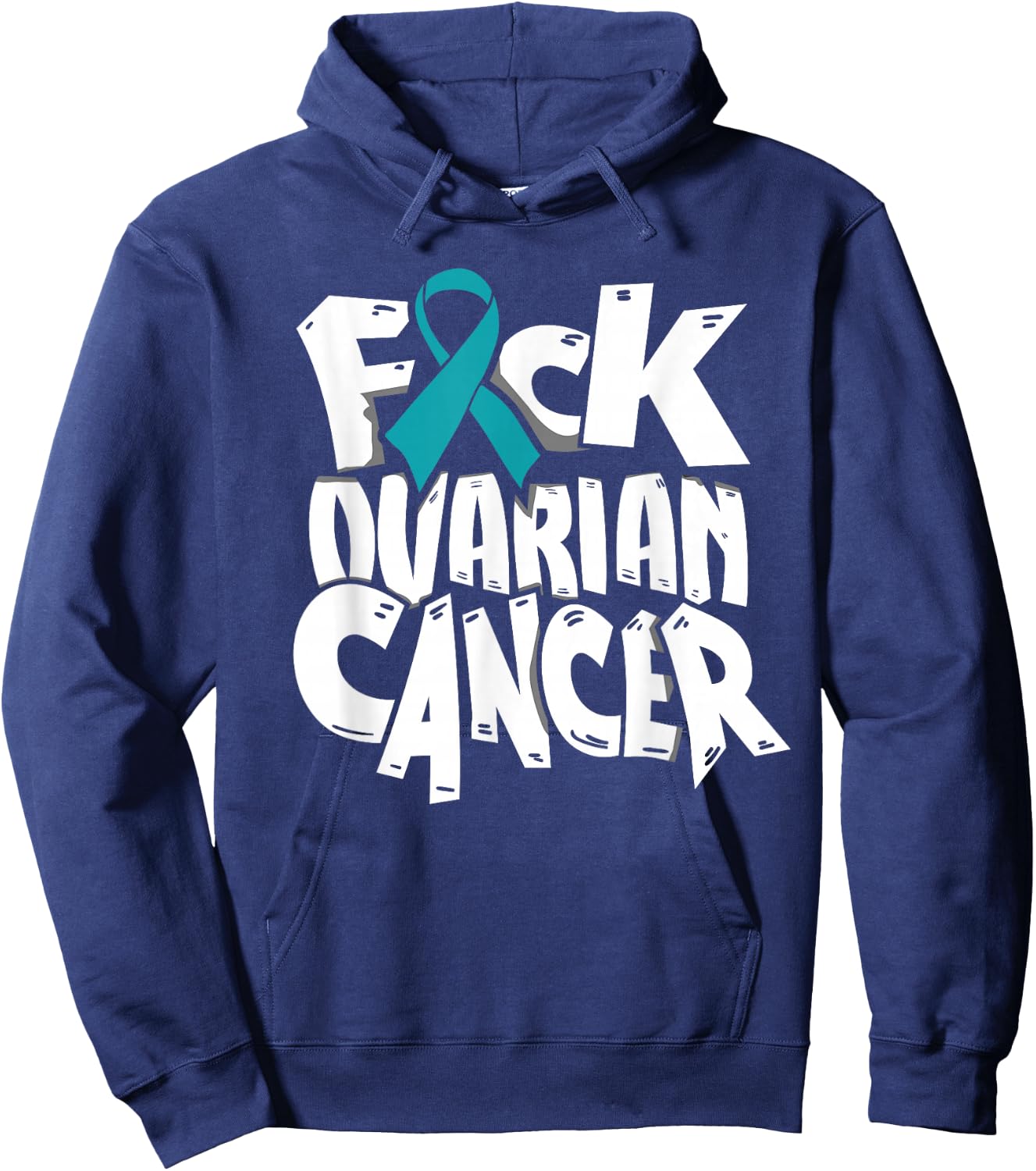 Funny Fuck-Ovarian Cancer Awareness Ribbon Gifts Hoodie - Hoodie | Navy