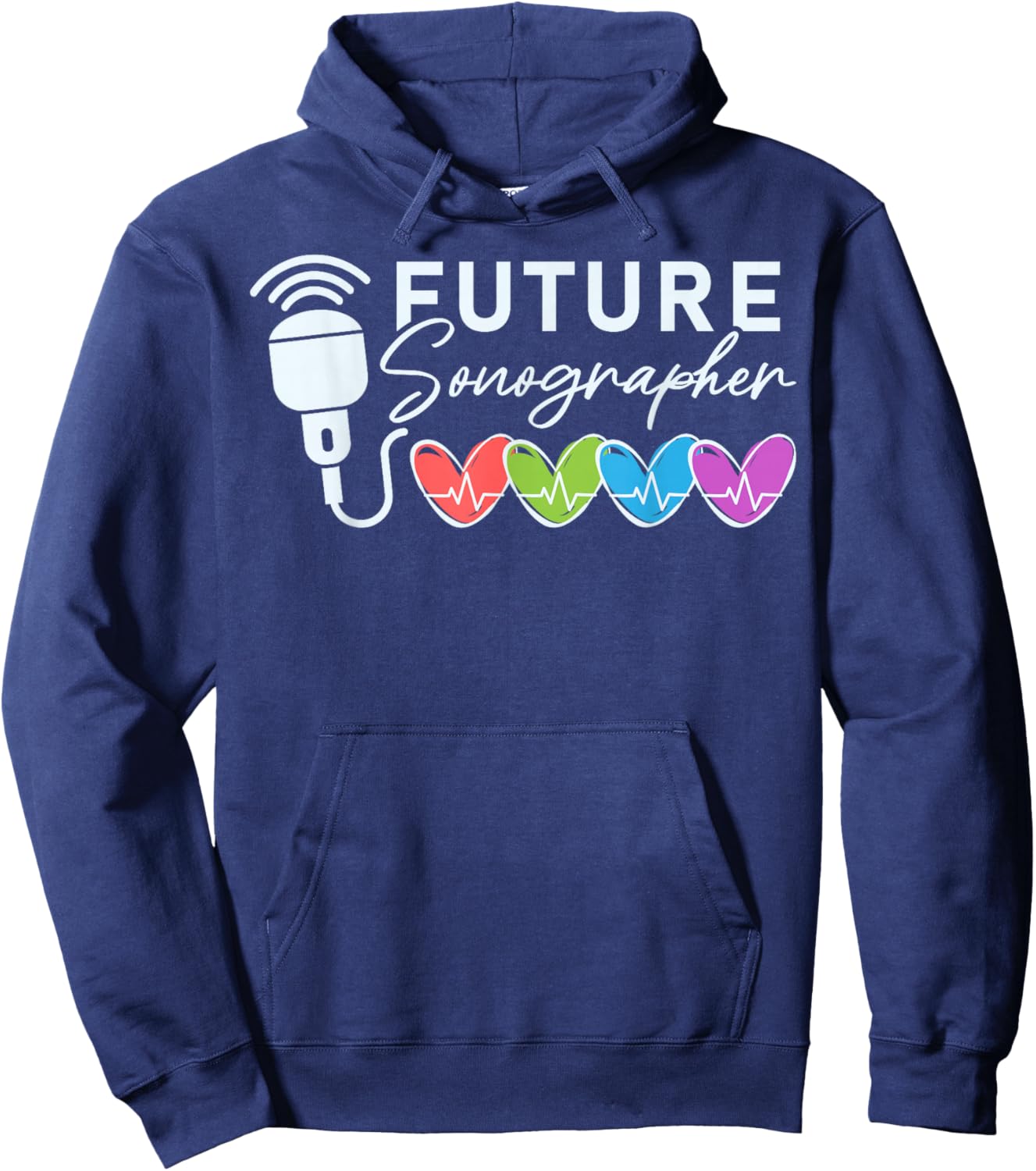 Future Sonographer Heart Sonography Graduation Hoodie - Hoodie | Navy