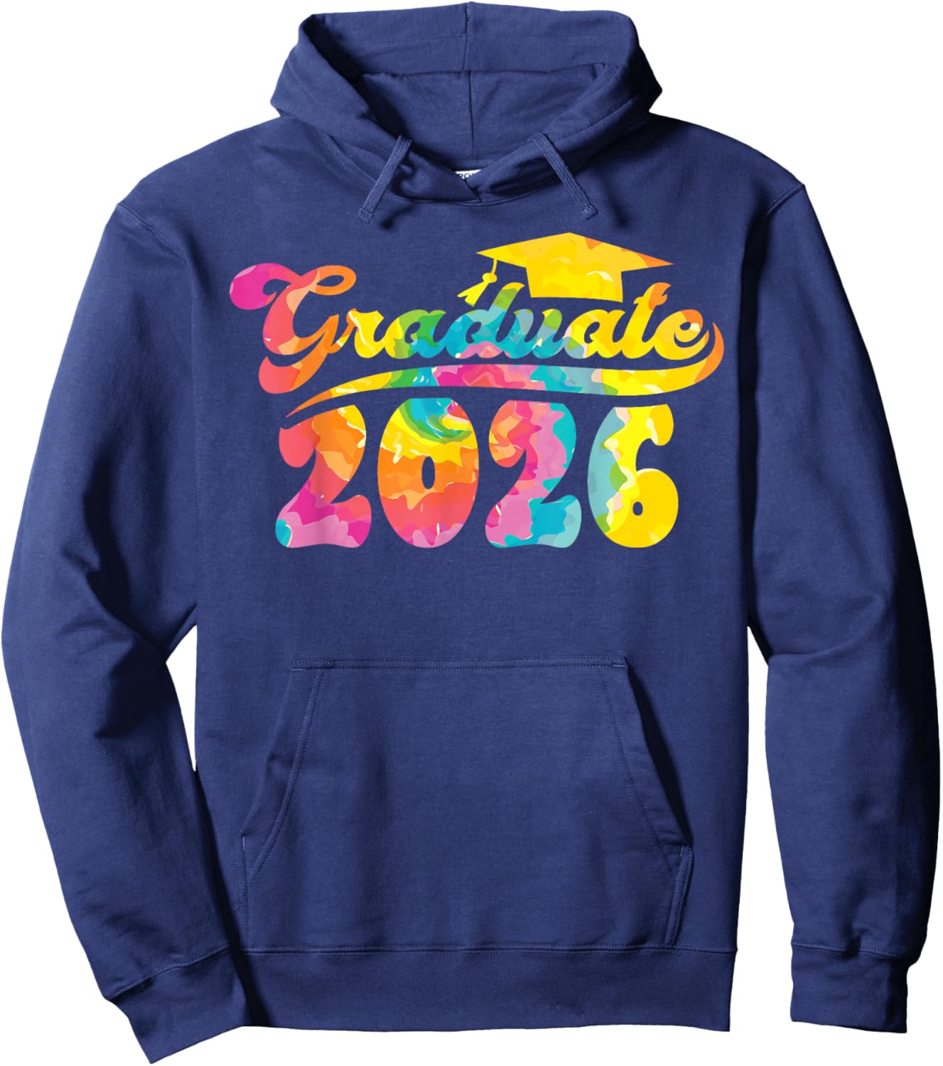 Graduation Graduate Class 2026 Senior College Grad Tie Dye Hoodie - Hoodie | Navy