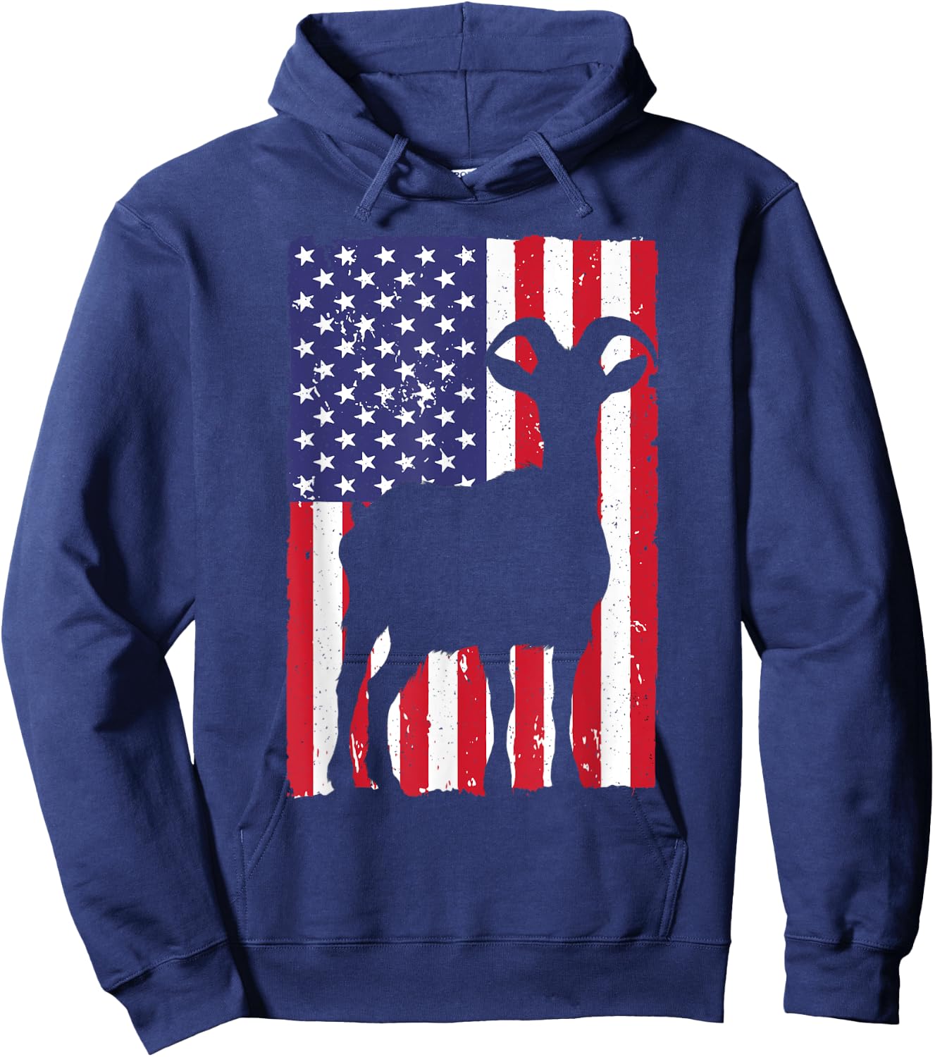 Goat Gift Goat Lover Accessories & Goat Clothes -Adult Black Small USA Flag Animal Design Hoodie - Hoodie | Navy