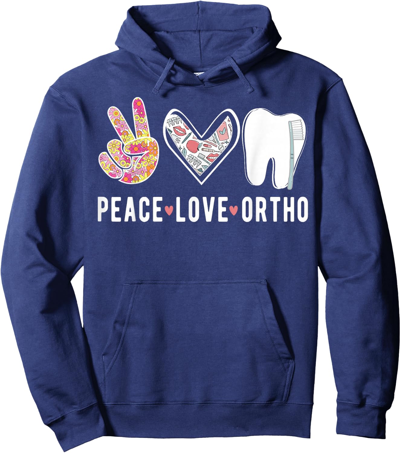 Peace Love Orthodontist Orthodontics Hoodie - Hoodie | Navy