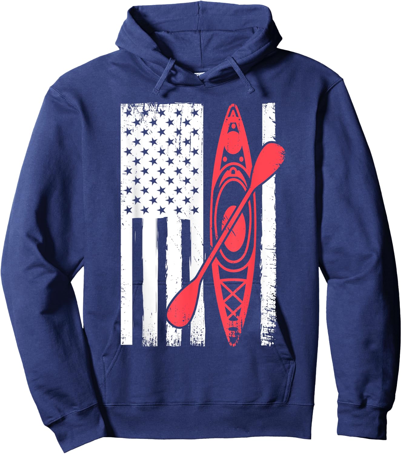 Cool Kayaking Women Kayak Fishing USA American Flag Hoodie - Hoodie | Navy