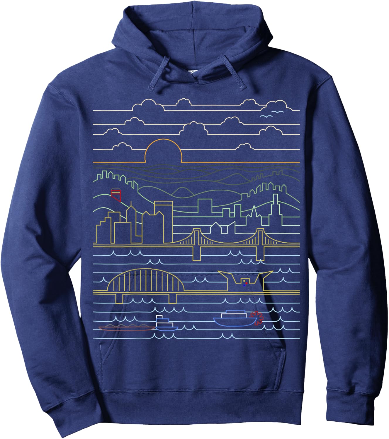 Vintage Retro Pittsburgh Skyline 412 Pittsburgh Pennsylvania Hoodie - Hoodie | Navy