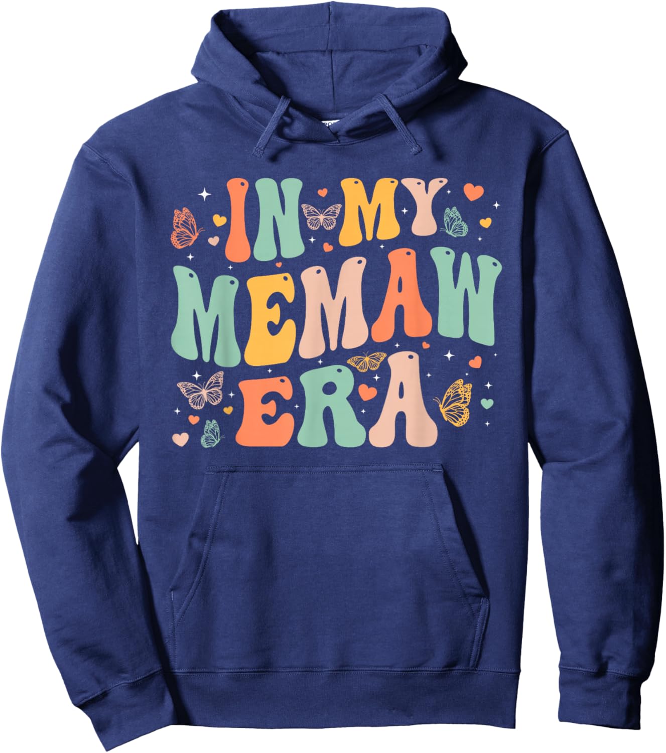 Retro Groovy In My Memaw Era Mother's Day Gifts Women Hoodie - Hoodie | Navy