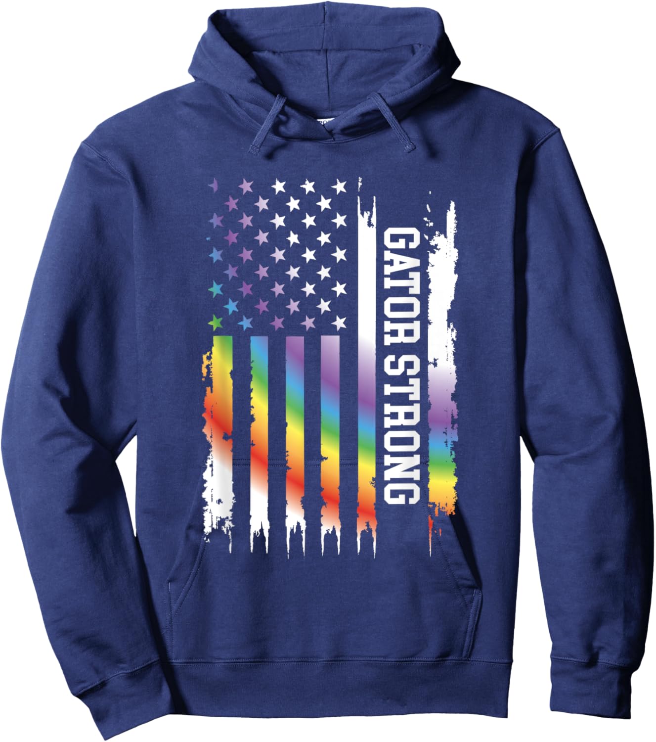 Gator Strong United States Distressed Rainbow w US Flag Hoodie - Hoodie | Navy