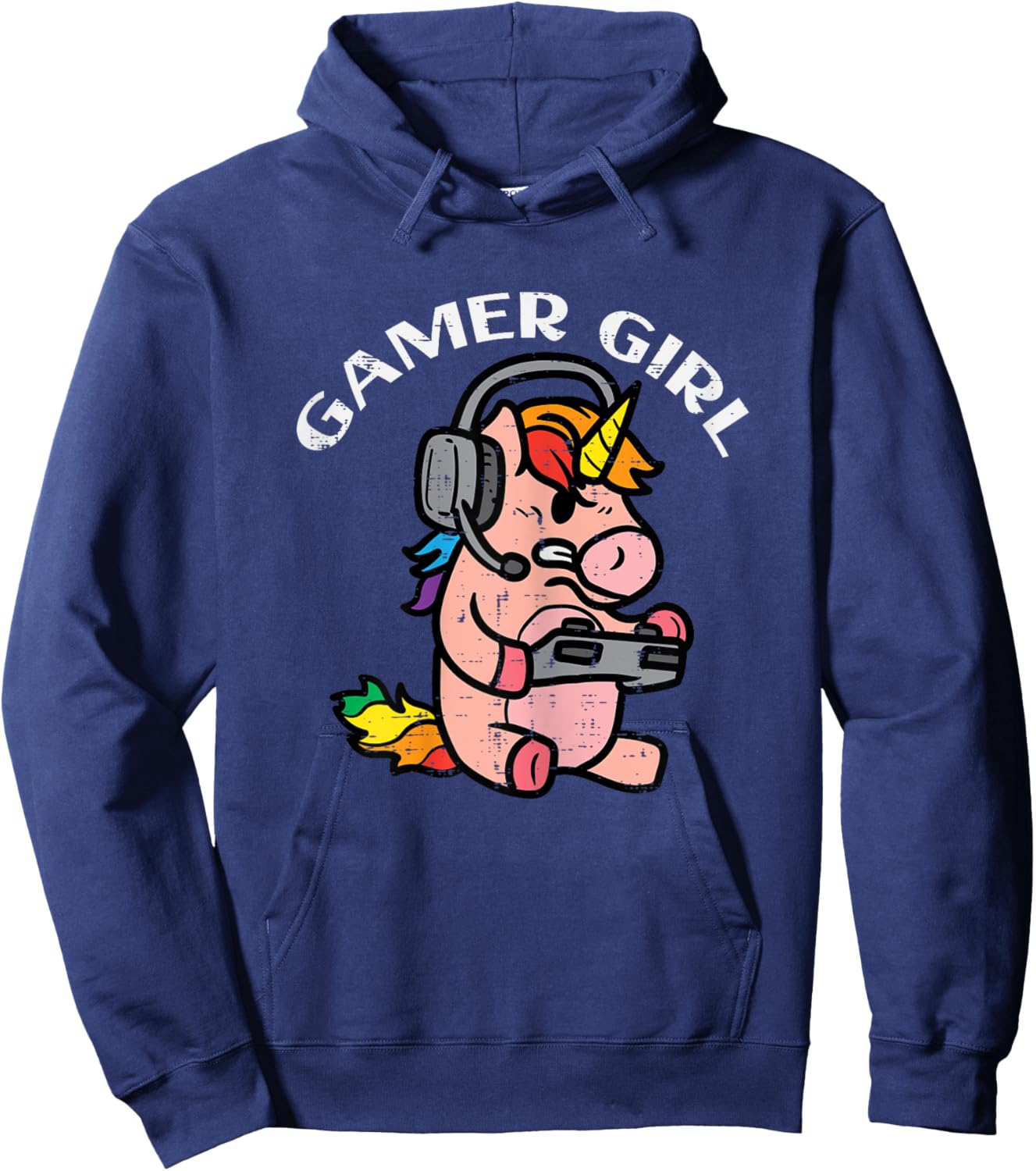 Gamer Girl Unicorn Gaming Cute Women Girls Kids Teen Youth Hoodie - Hoodie | Navy