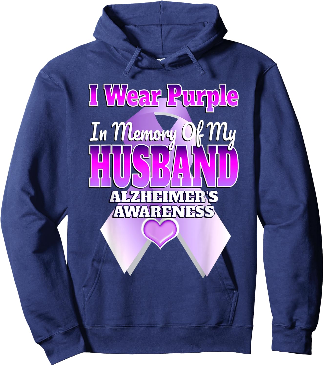 I Wear Purple In Memory Of My Husband Alzheimer's Awareness Hoodie - Hoodie | Navy