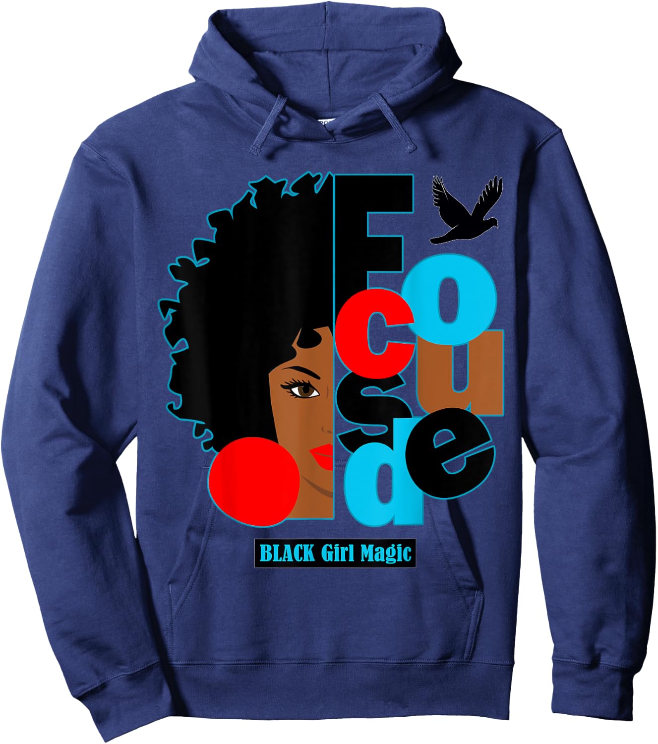 Afro Diva Lips Focused Black Bird Melanin Black Girl Magic Hoodie - Hoodie | Navy