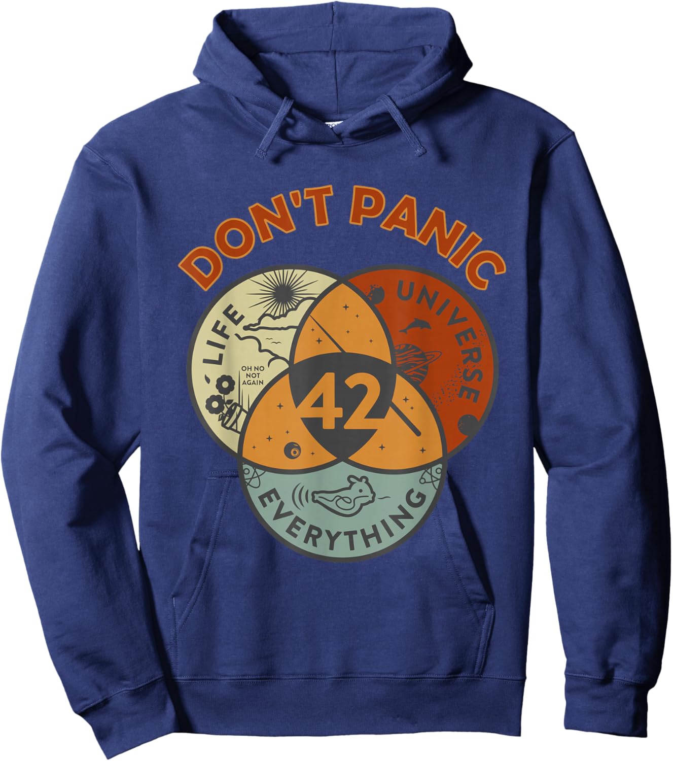 42 Answer to Life The Universe And Everything Don't Panic Hoodie - Hoodie | Navy