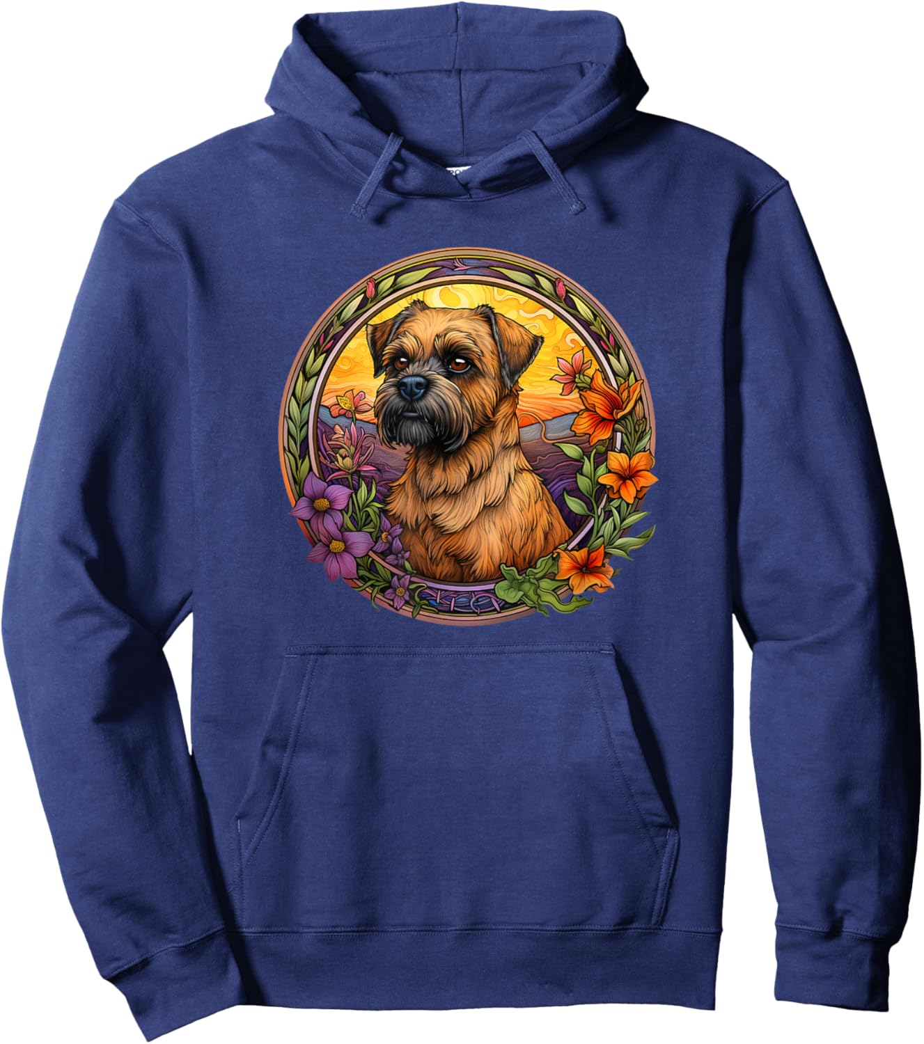 Cute Funny Flowers Floral Border Terrier Lover Hoodie - Hoodie | Navy