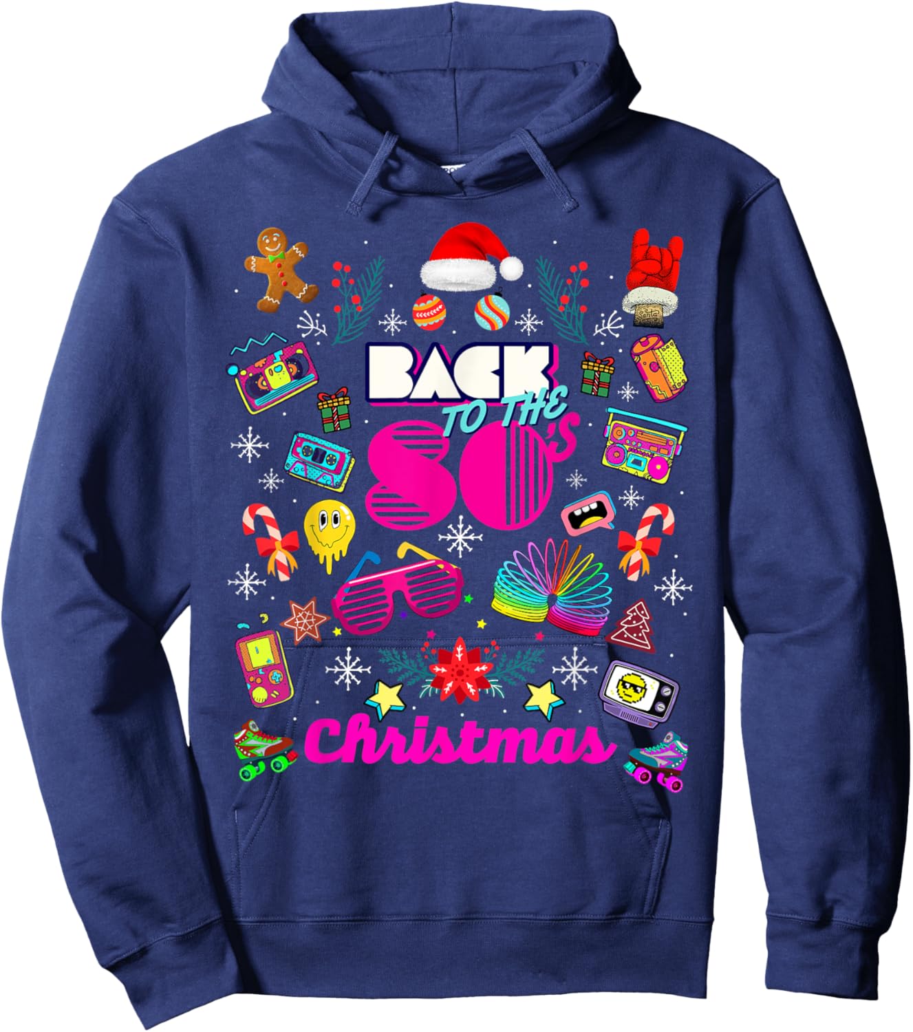 Funny Back to 80's Christmas Nostalgia Quotes Graphic Design Hoodie - Hoodie | Navy