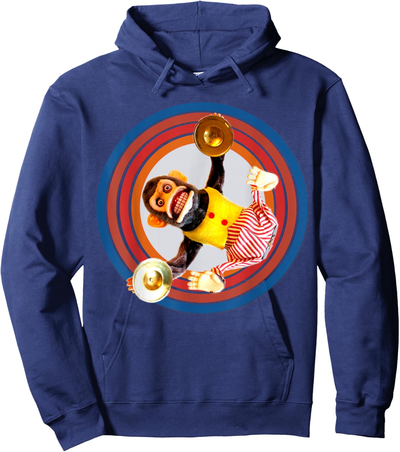 Cymbal Chimp Toy, Jolly Monkey With Cymbals Vintage Retro Hoodie - Hoodie | Navy
