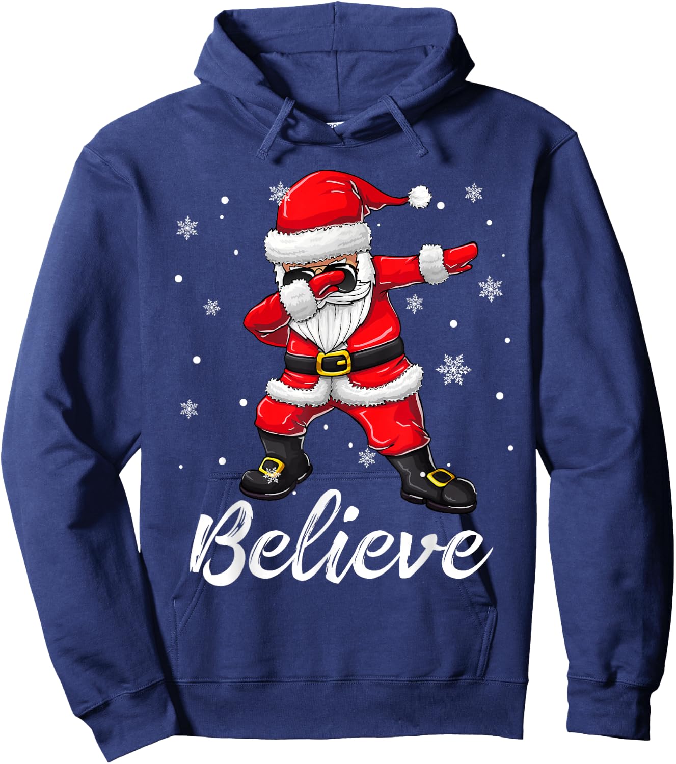 Believe Christmas Shirt Dabbing Santa Claus Kids Boys Girls Hoodie - Hoodie | Navy
