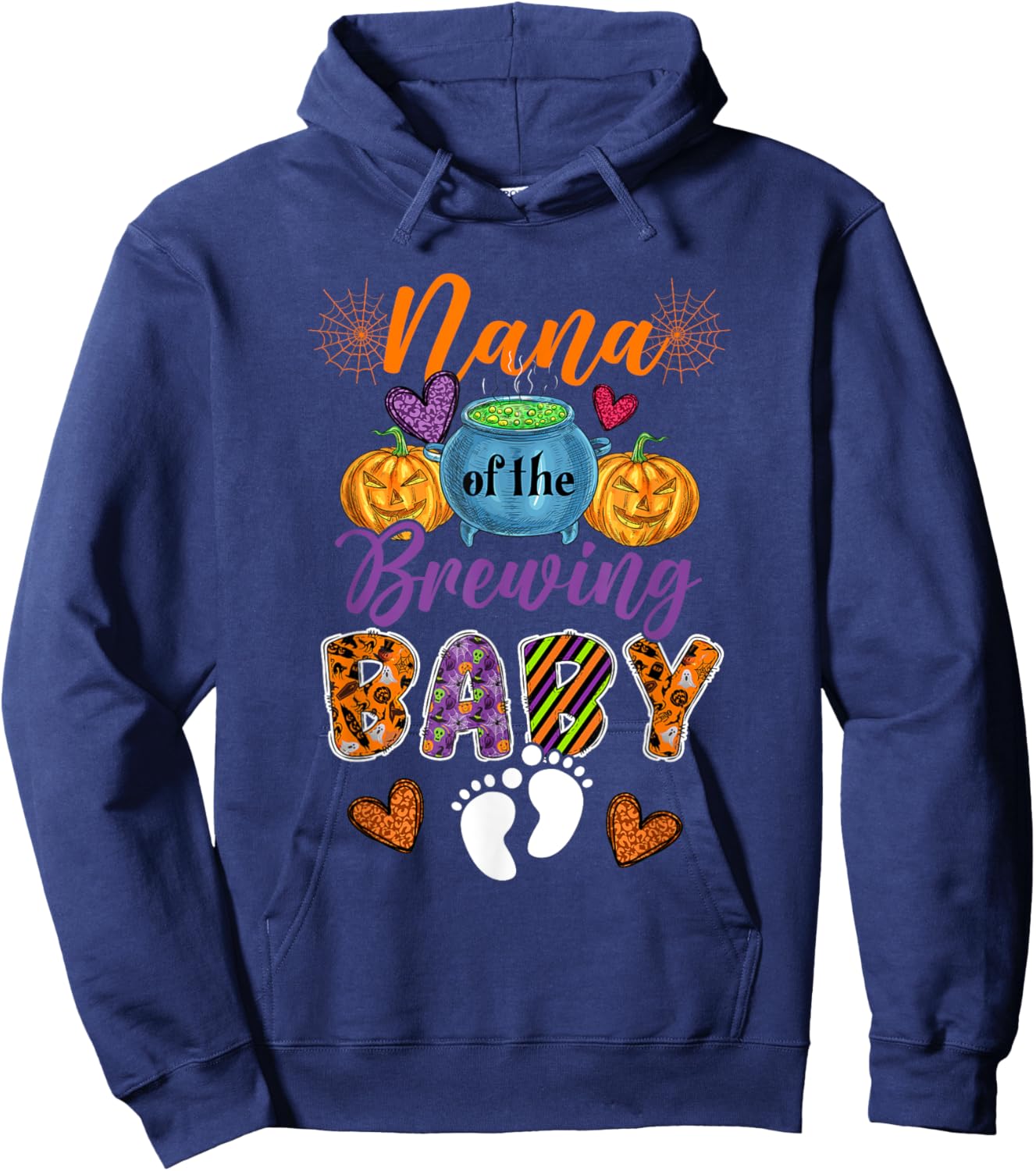 Nana Of The Brewing Halloween Baby Expecting New Baby Hoodie - Hoodie | Navy