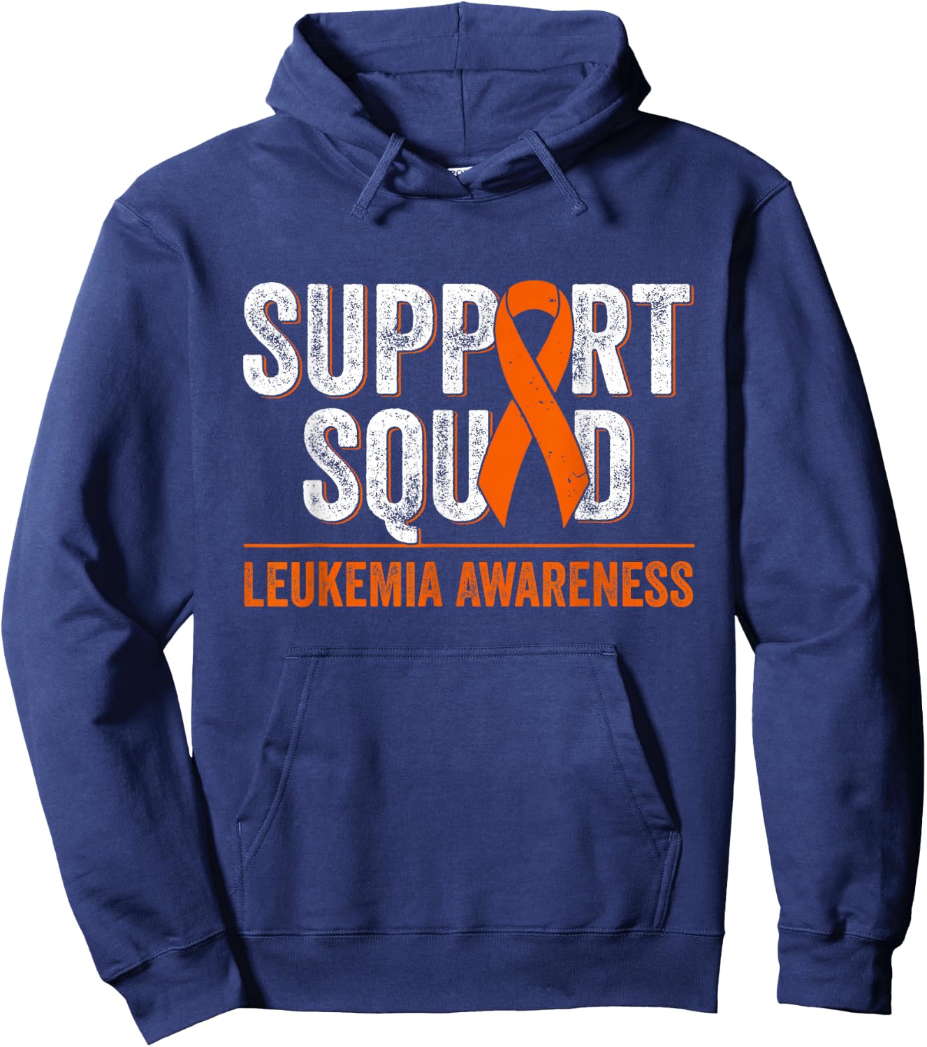 Support Squad Orange Ribbon Leukemia Blood Cancer Awareness Hoodie - Hoodie | Navy