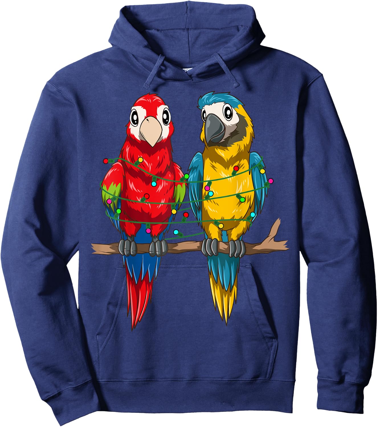 Parrot Christmas Macaw Xmas Lights Bird Lovers Christmas Hoodie - Hoodie | Navy