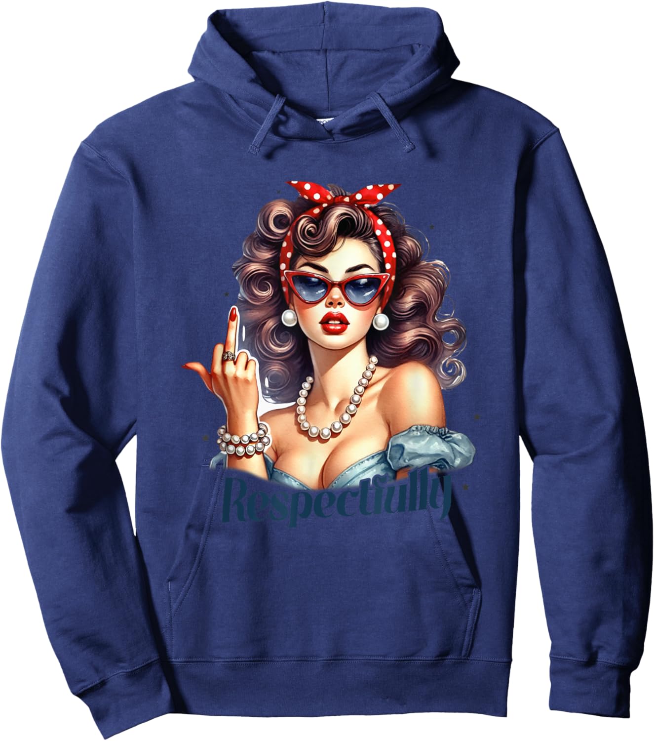 Respectfully Vintage Empowerment Style Pinup Hoodie - Hoodie | Navy