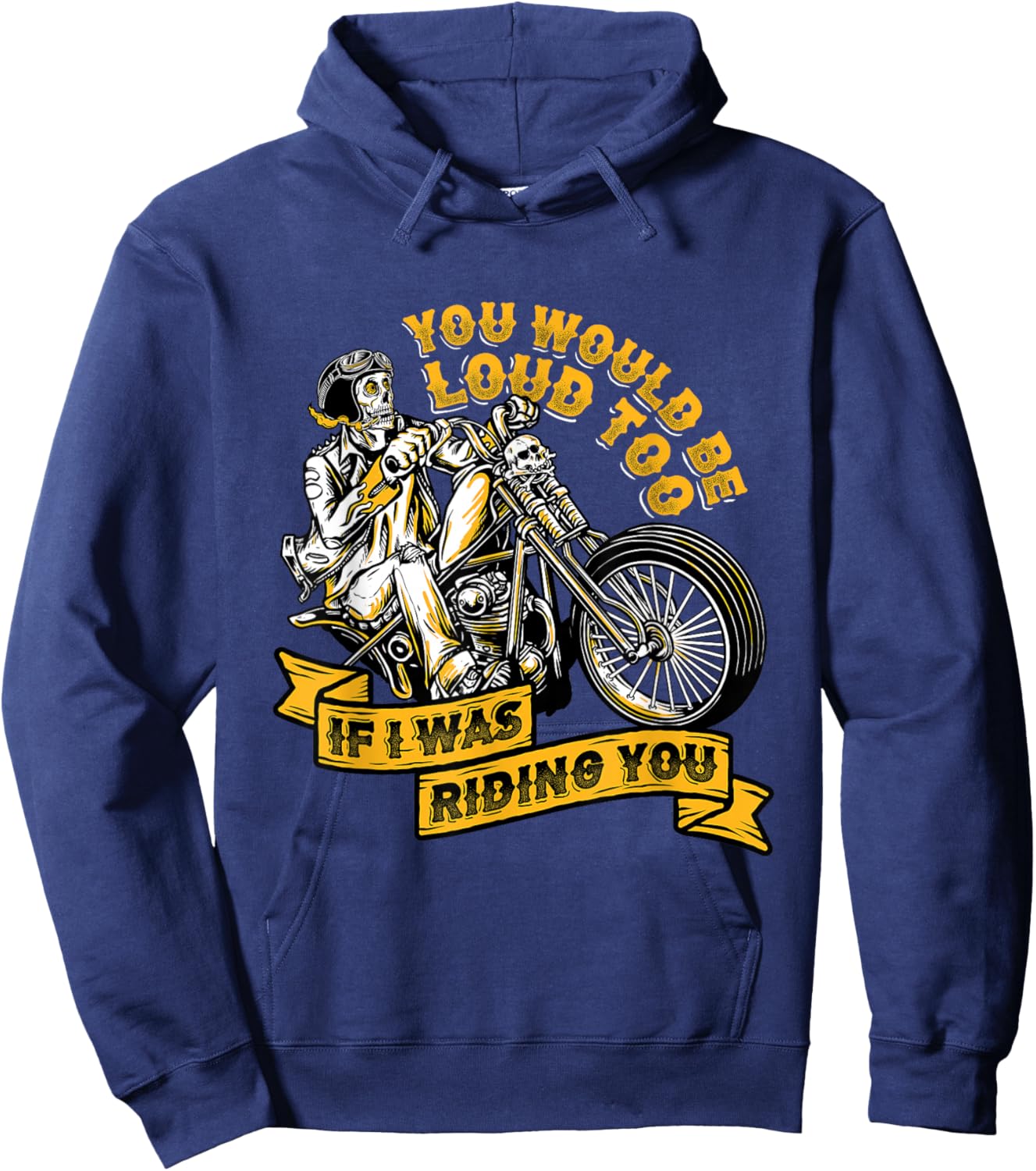 KaizenDesigns Men's Motorcycling Biker - Black, Small Hoodie - Hoodie | Navy