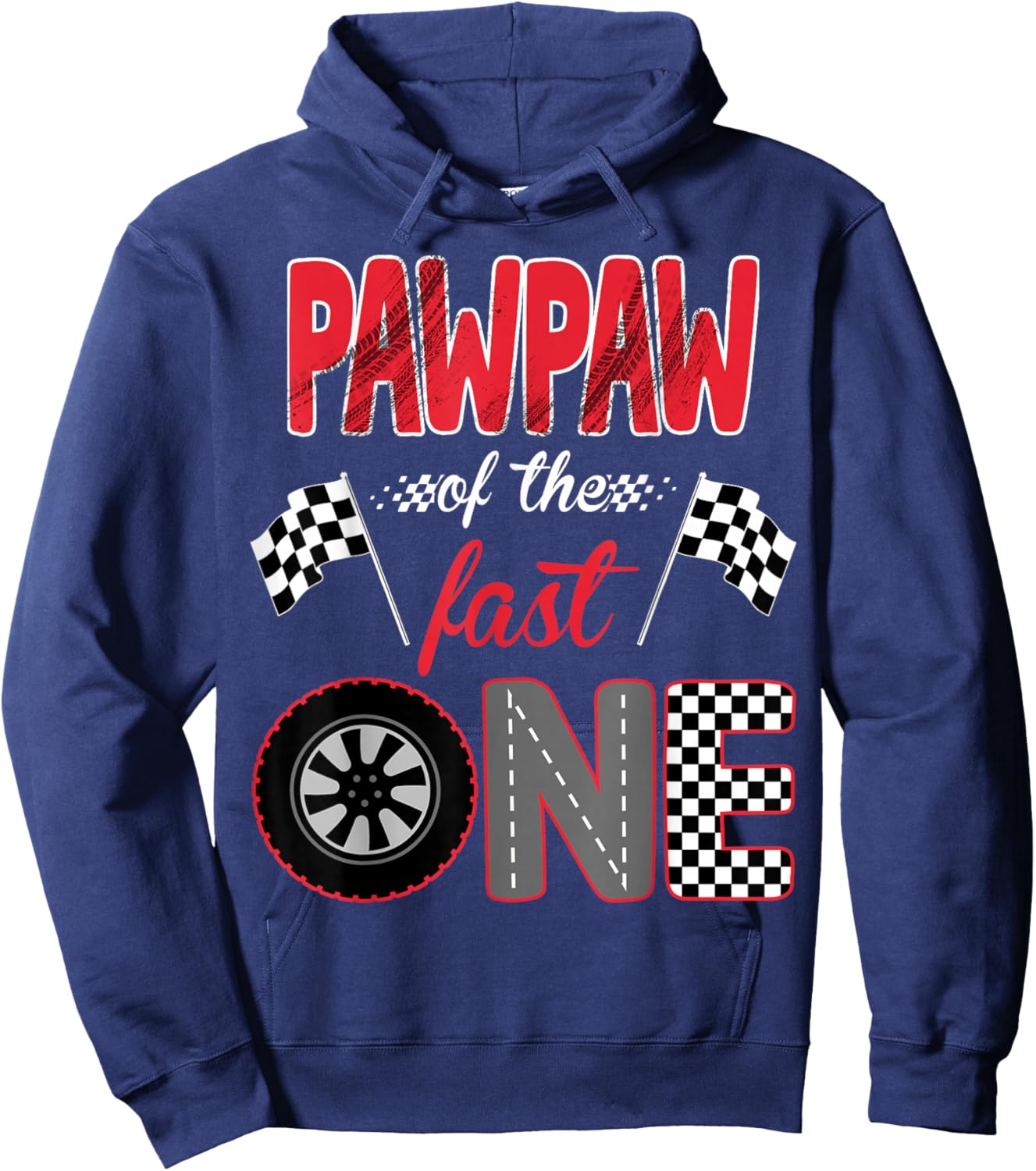 Pawpaw Of The Fast One Birthday 1st Race Car Family Hoodie - Hoodie | Navy