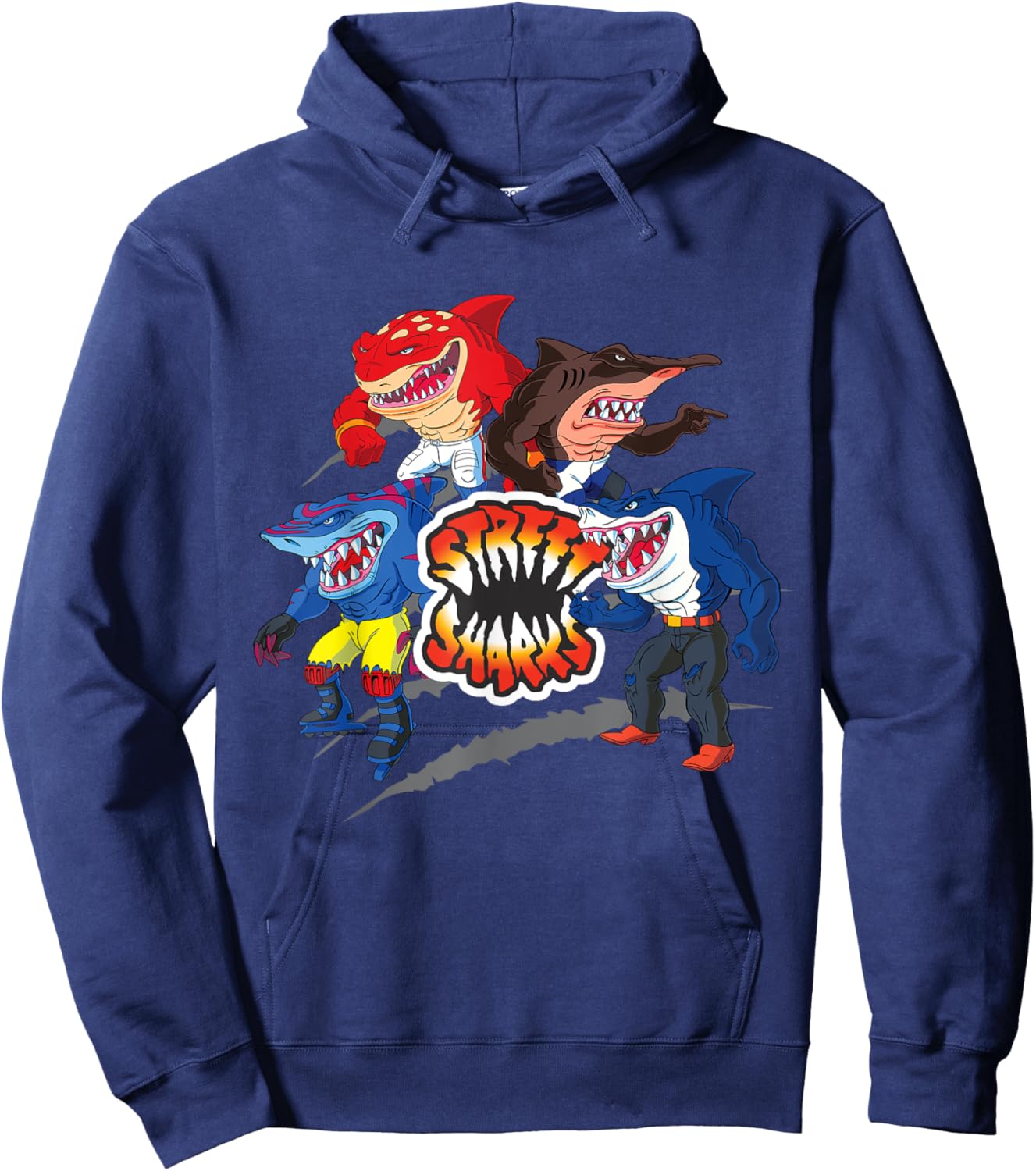 Street Sharks - It's Fin-Kicking Time Hoodie - Hoodie | Navy