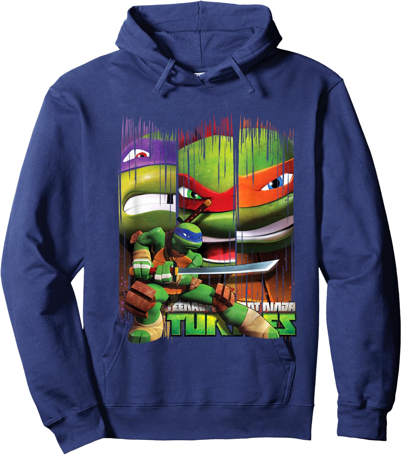 TMNT Leonardo In Front group Shot Hoodie - Hoodie | Navy