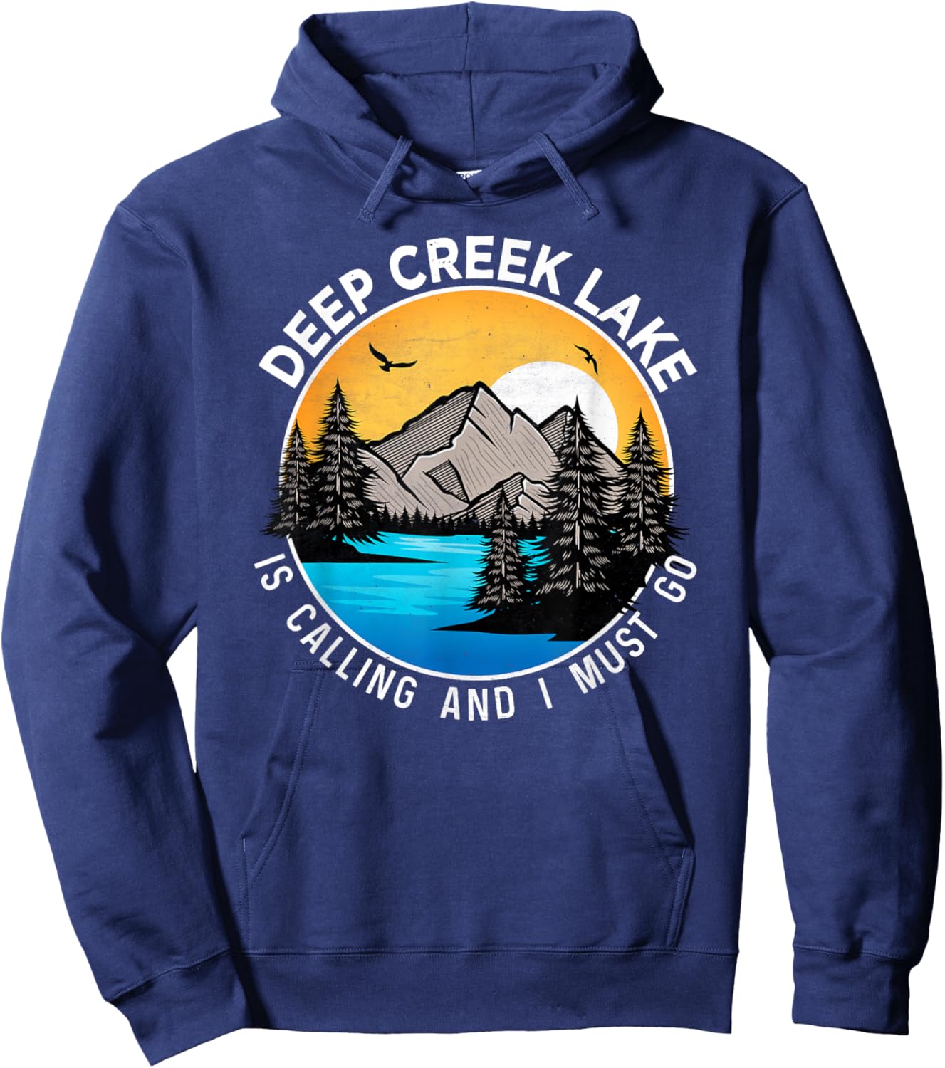 Fishing Boating Camping - Lakeview Deep Creek Lake Hoodie - Hoodie | Navy