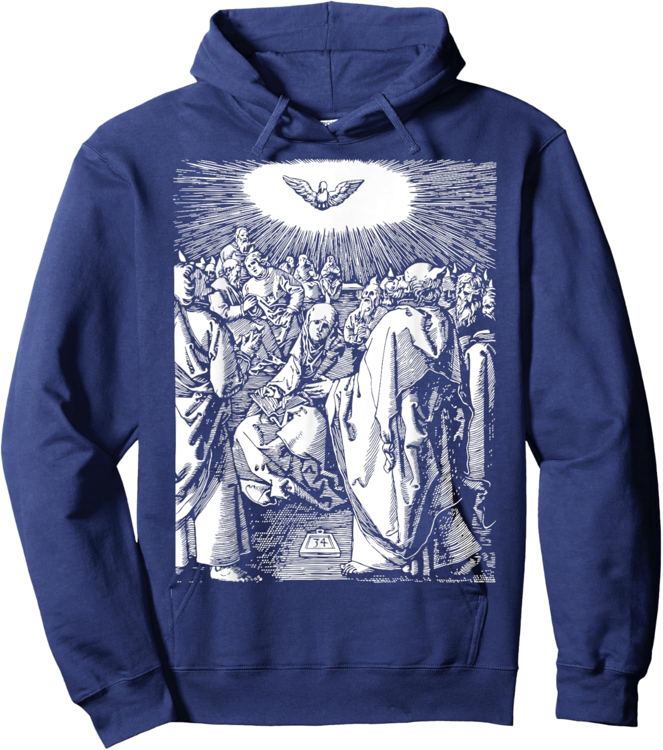 Pentecost Dove Tongues of Fire Flame Holy Spirit Catholic Hoodie - Hoodie | Navy