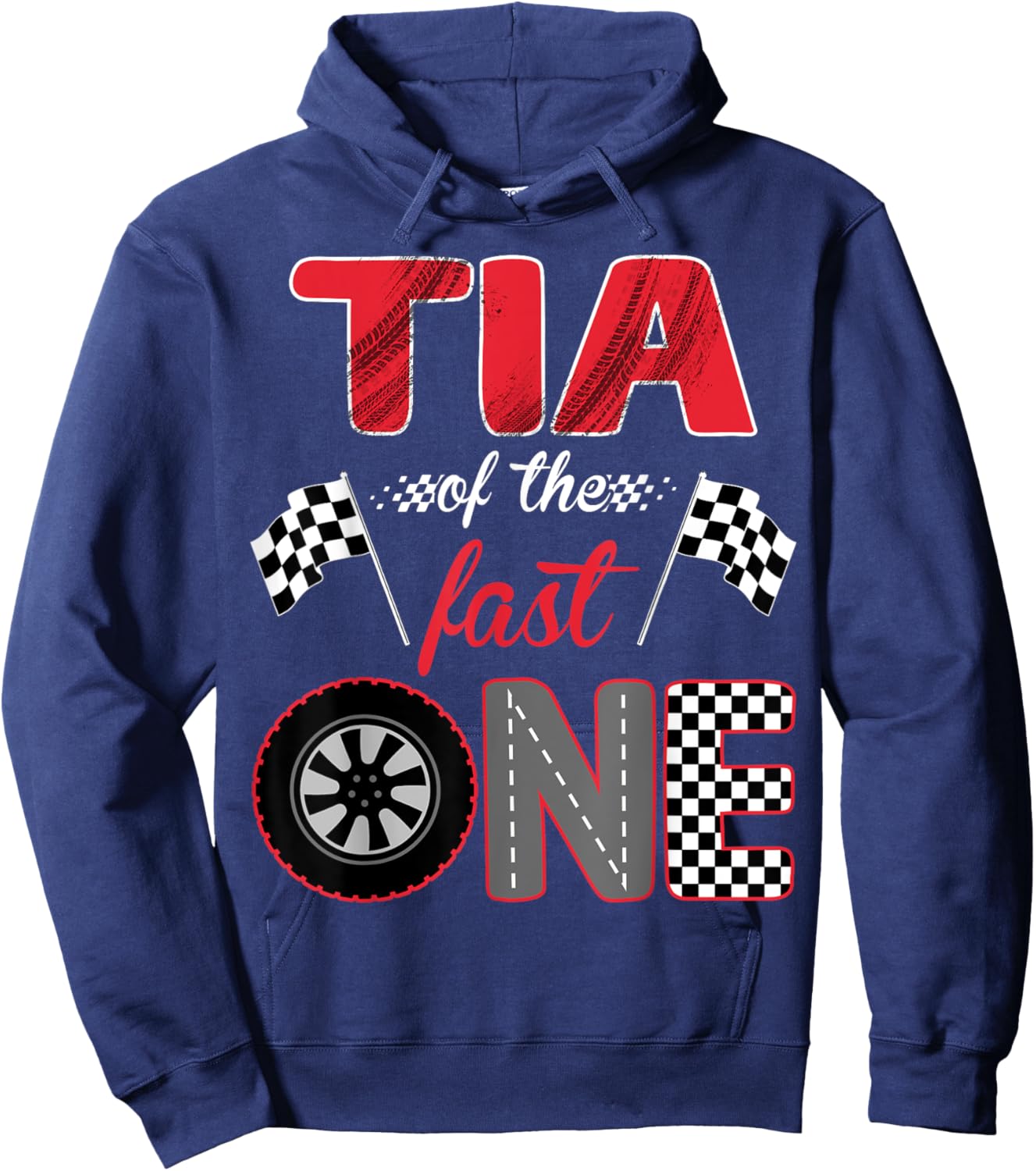 Tia Of The Fast One Birthday 1st Race Car Family Hoodie - Hoodie | Navy
