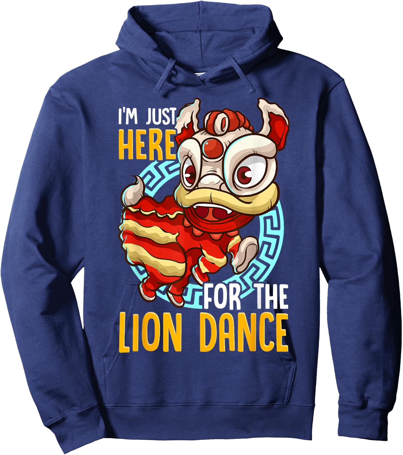Chinese New Year 2025 Lion Dance Boy Girl Kids Red Orange Hoodie - Hoodie | Navy