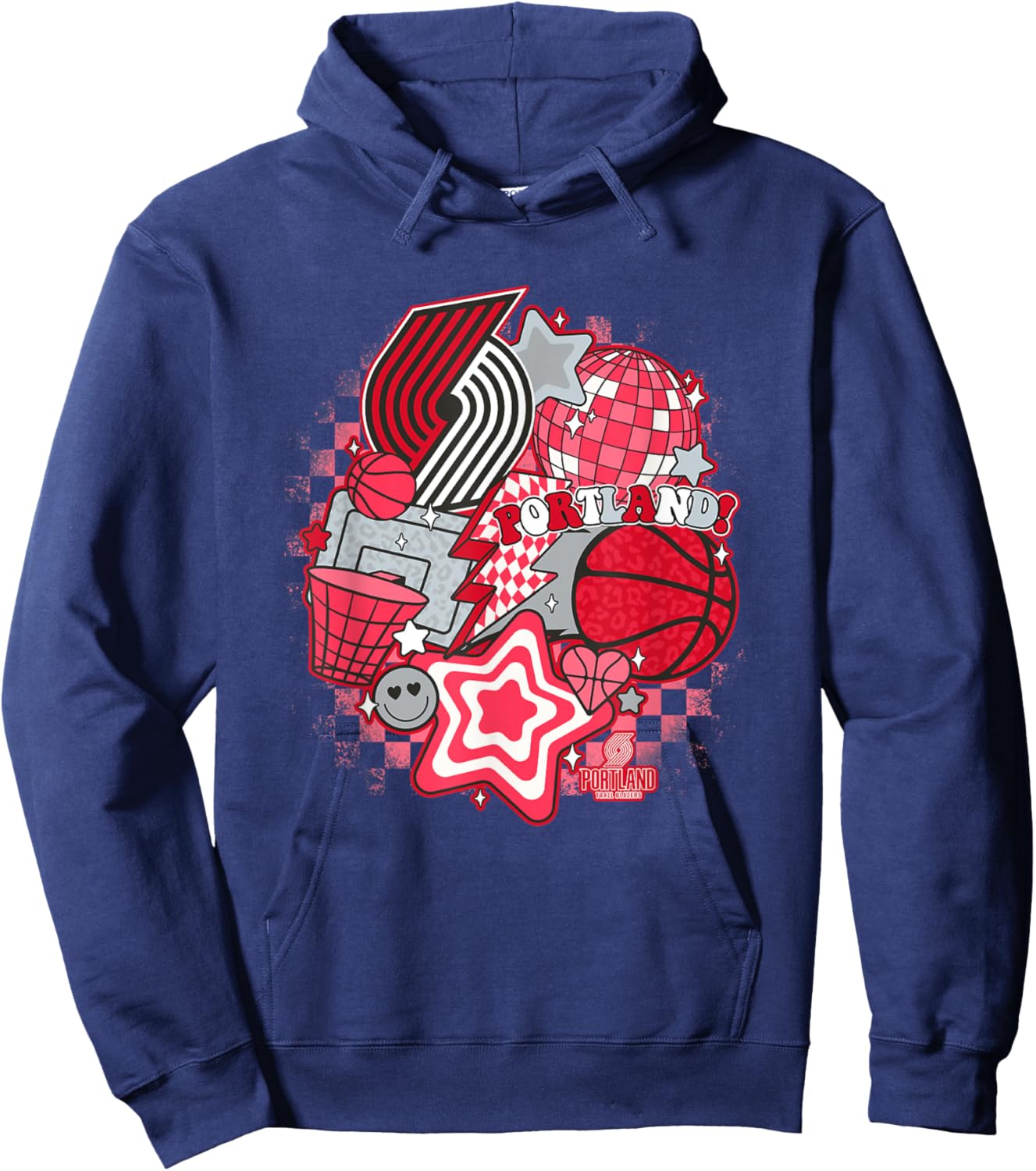 NBA Portland Trail Blazers Psychedelic Basketball Collage Hoodie - Hoodie | Navy